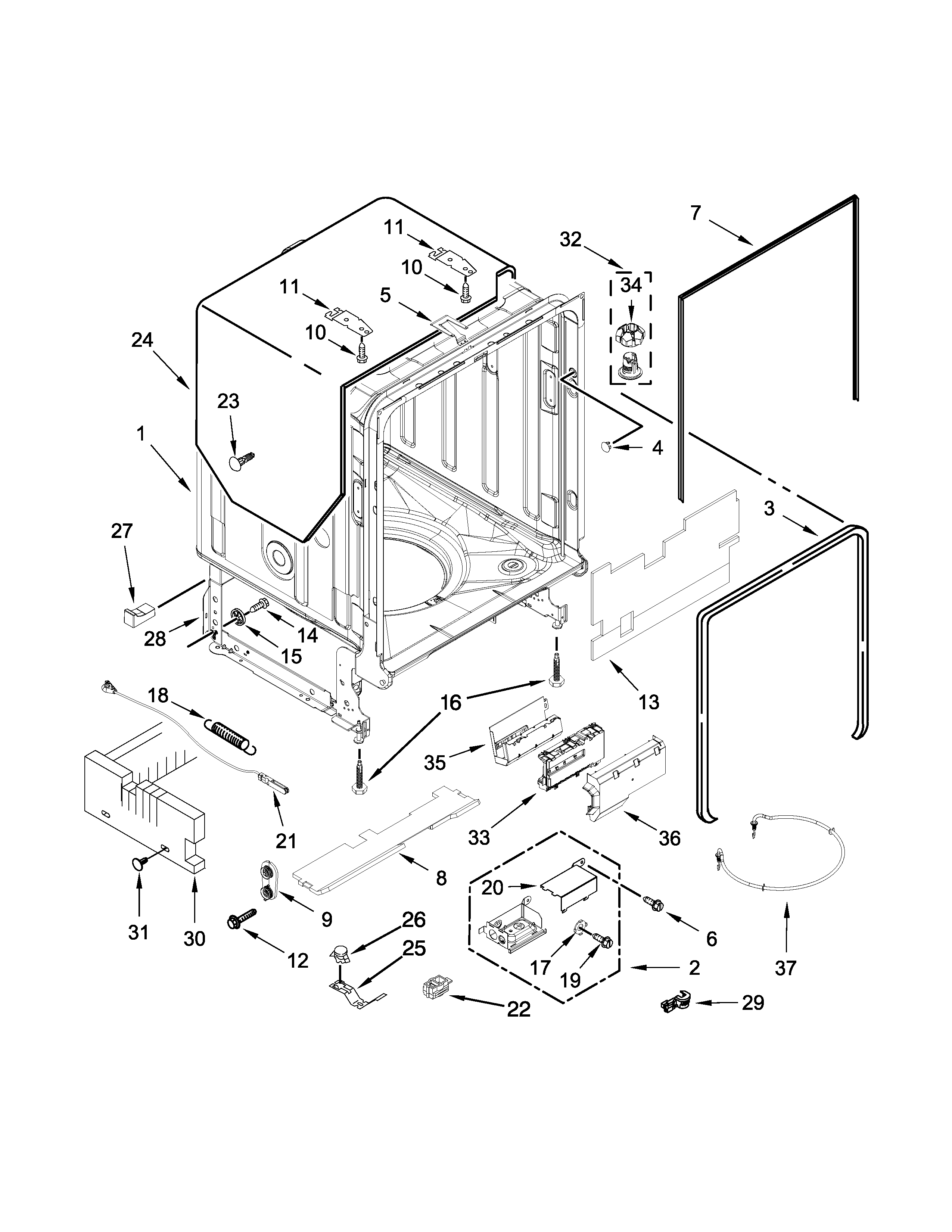 Tub and frame parts