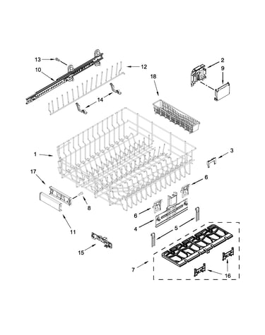 Upper rack and track parts