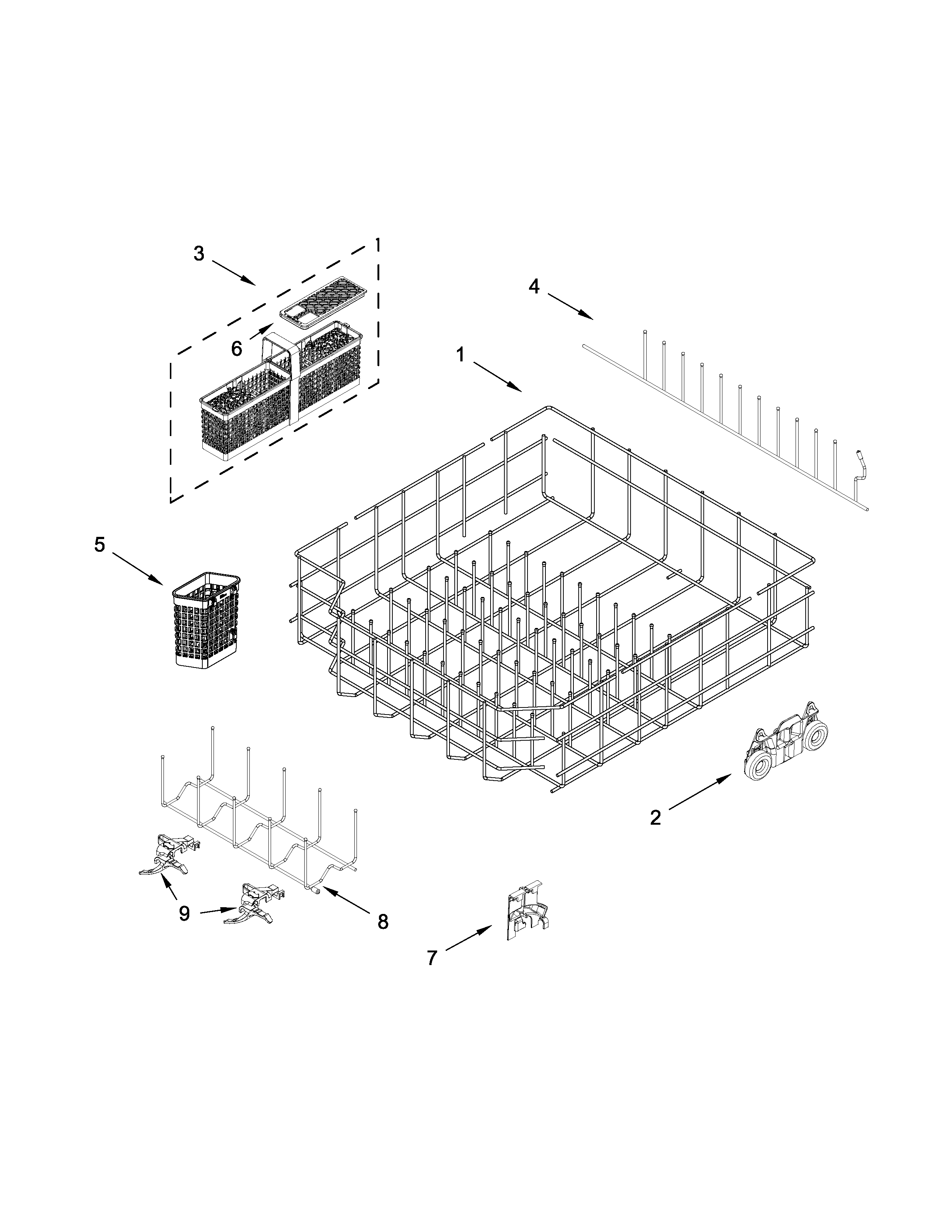 Lower rack and track parts