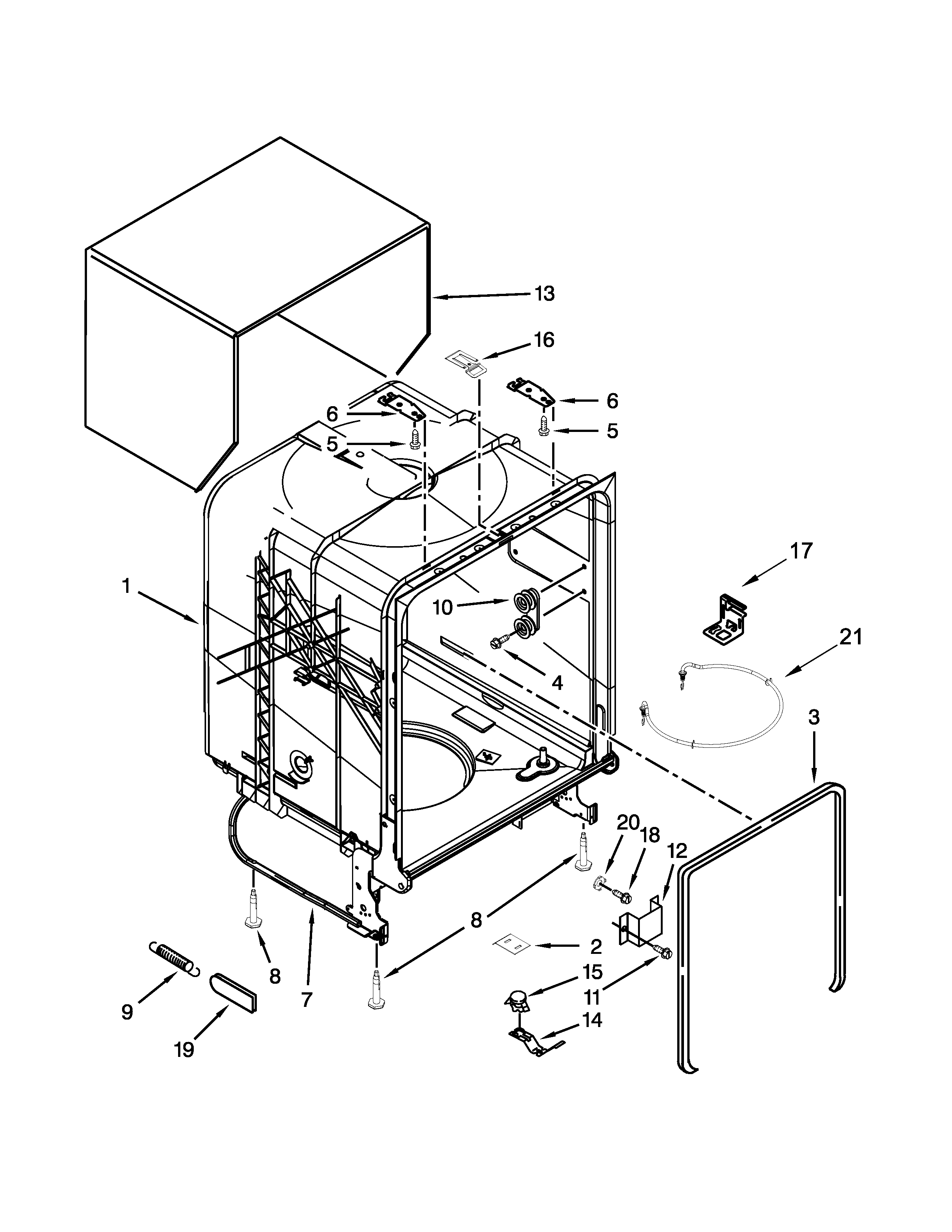 TUB AND FRAME PARTS