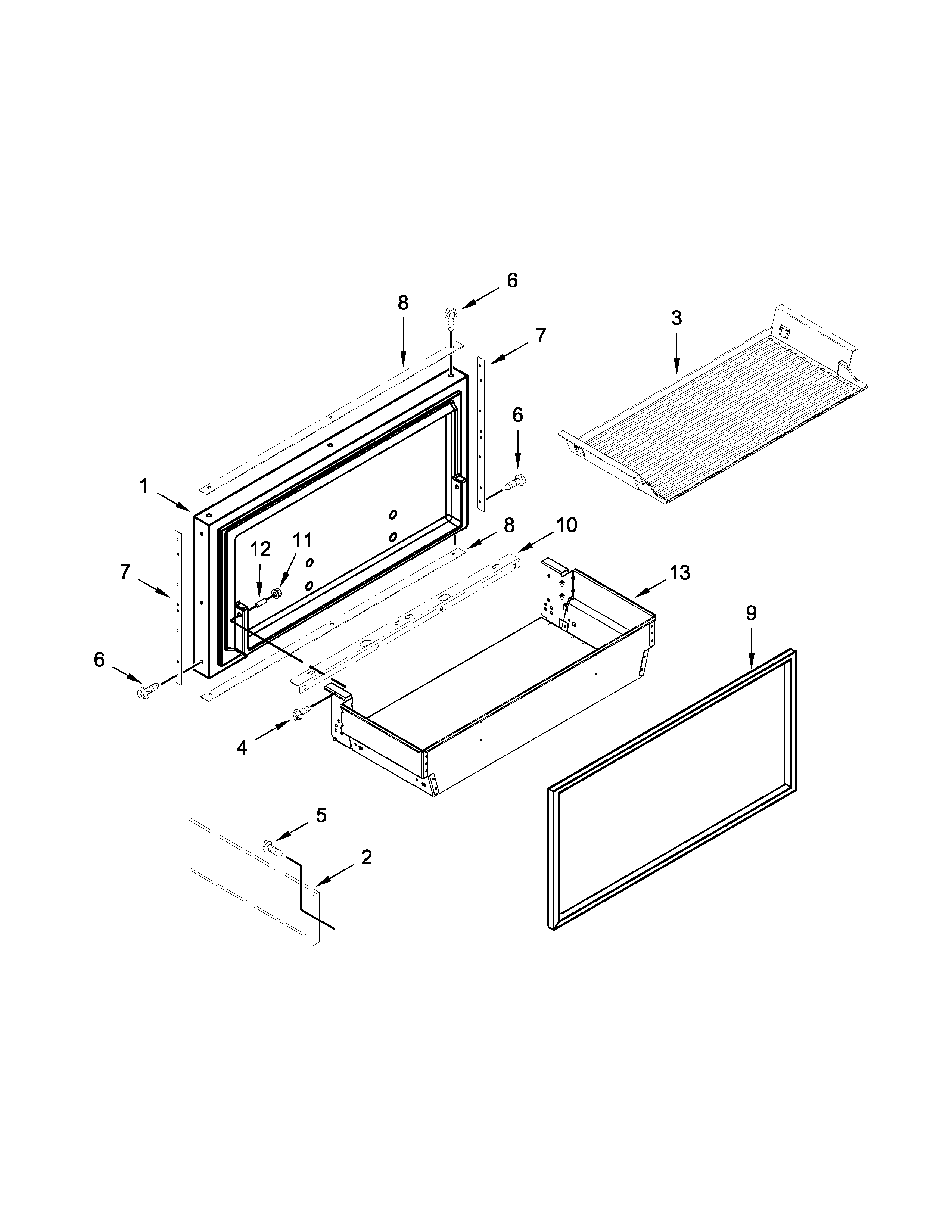 Freezer door and basket parts