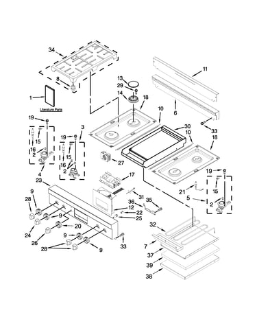 Cooktop, burner and grate parts