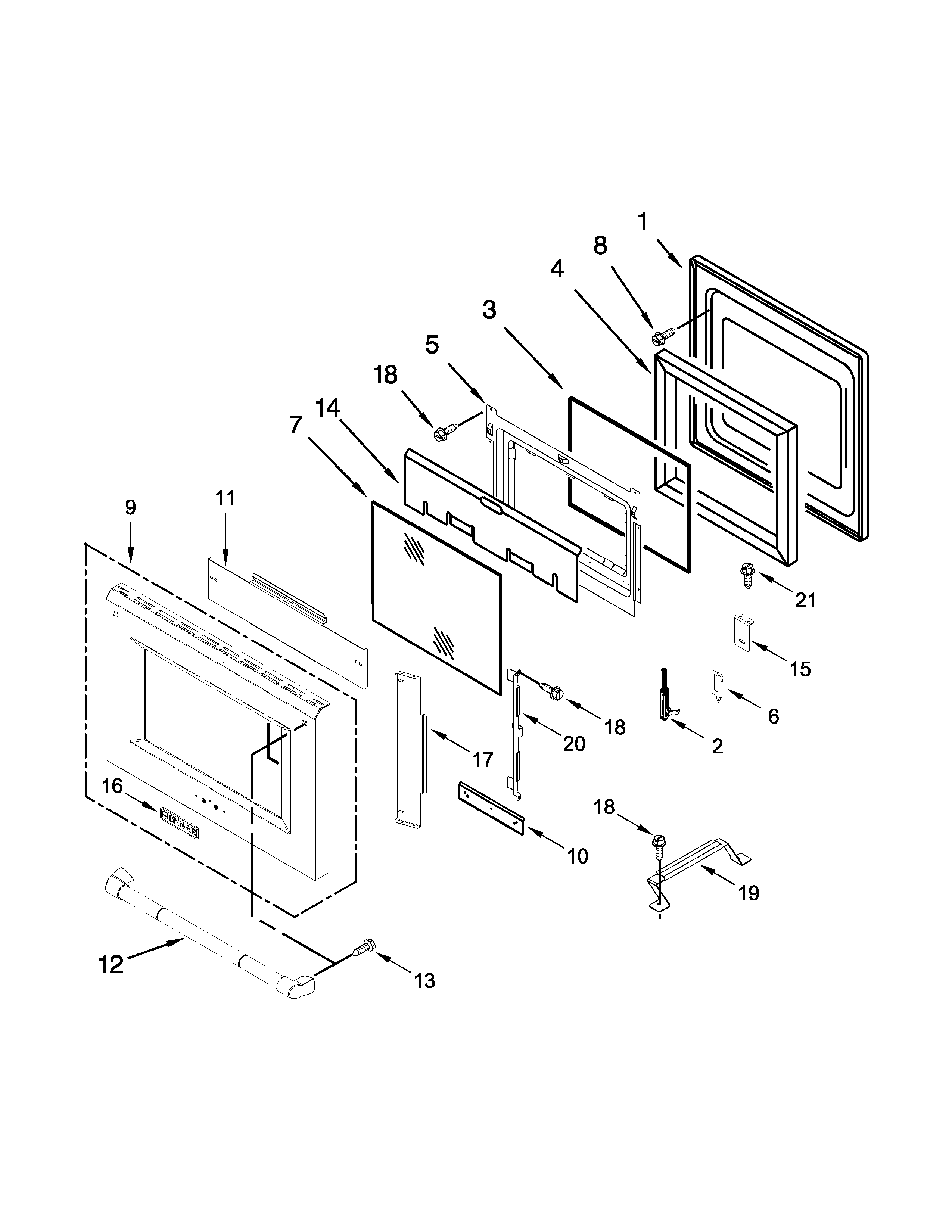 Oven door parts