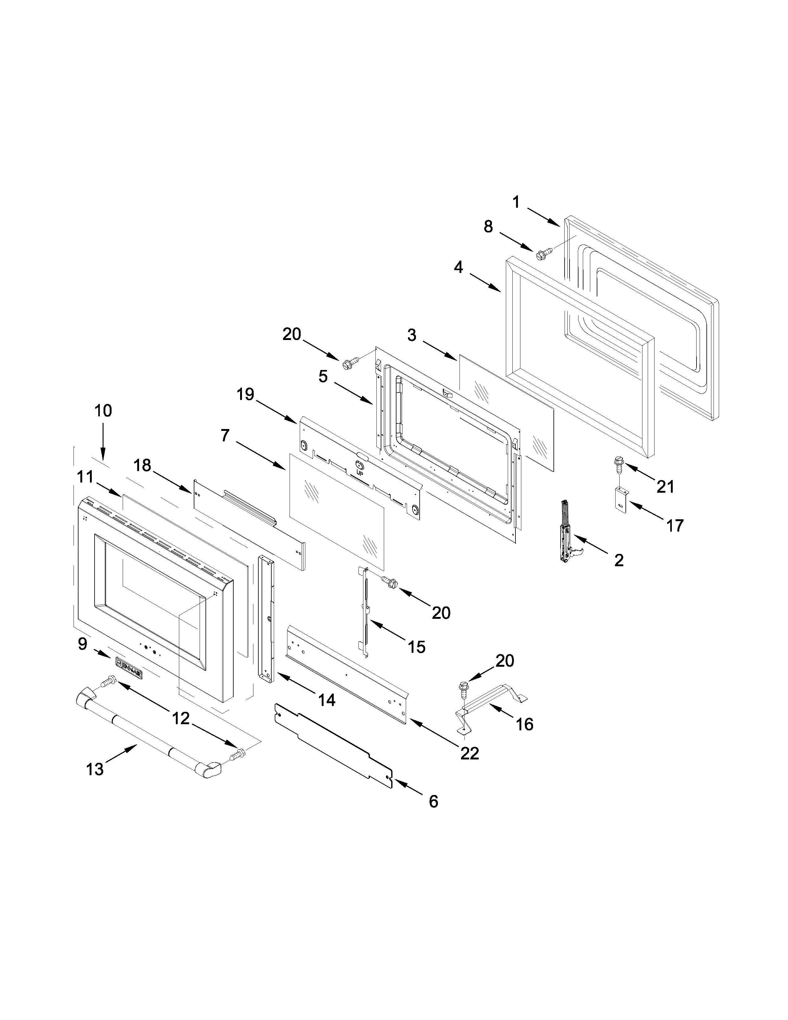 30" oven door parts