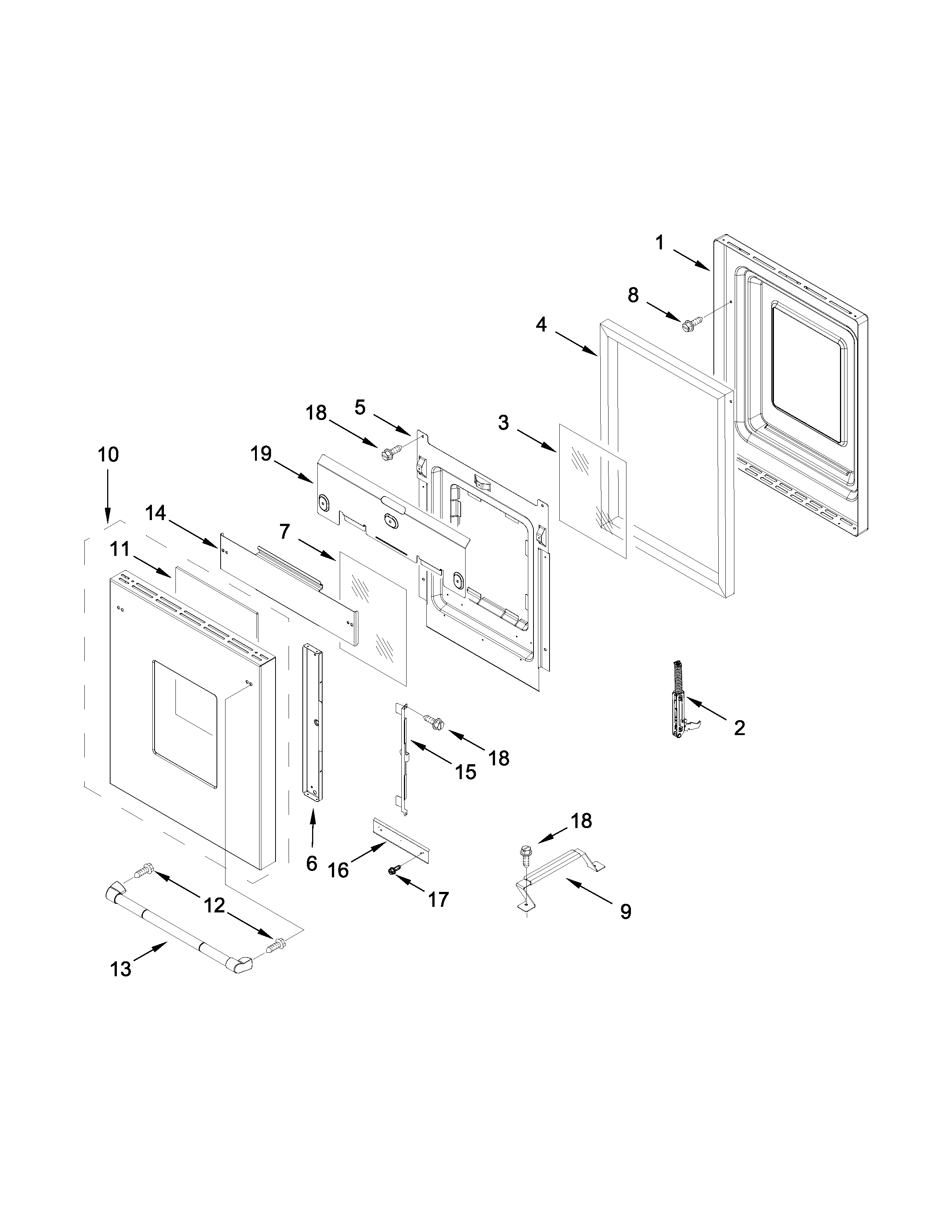 18" oven door parts