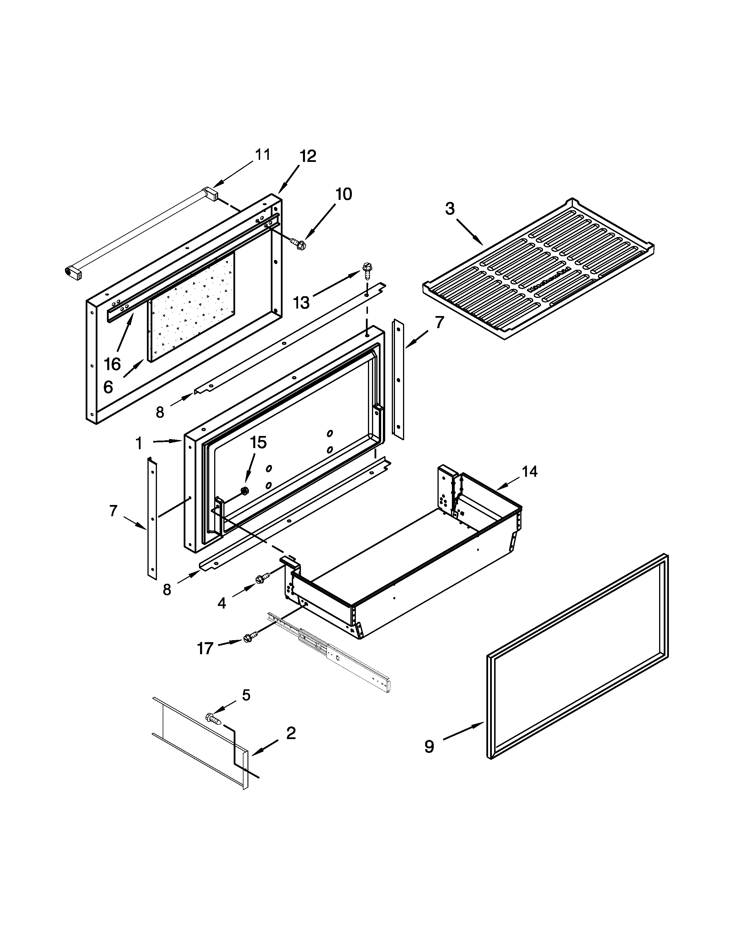 Freezer door and basket parts