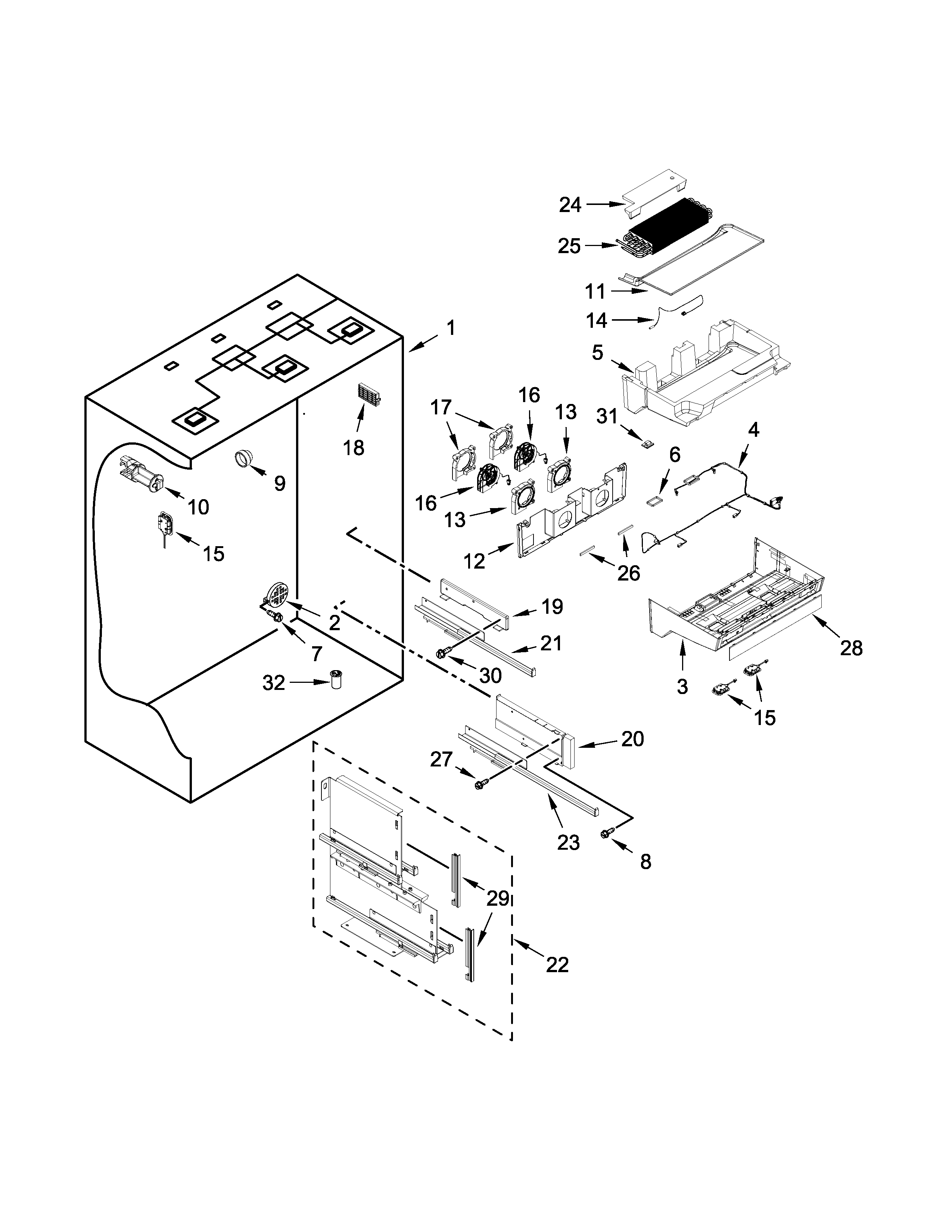 Refrigerator liner parts