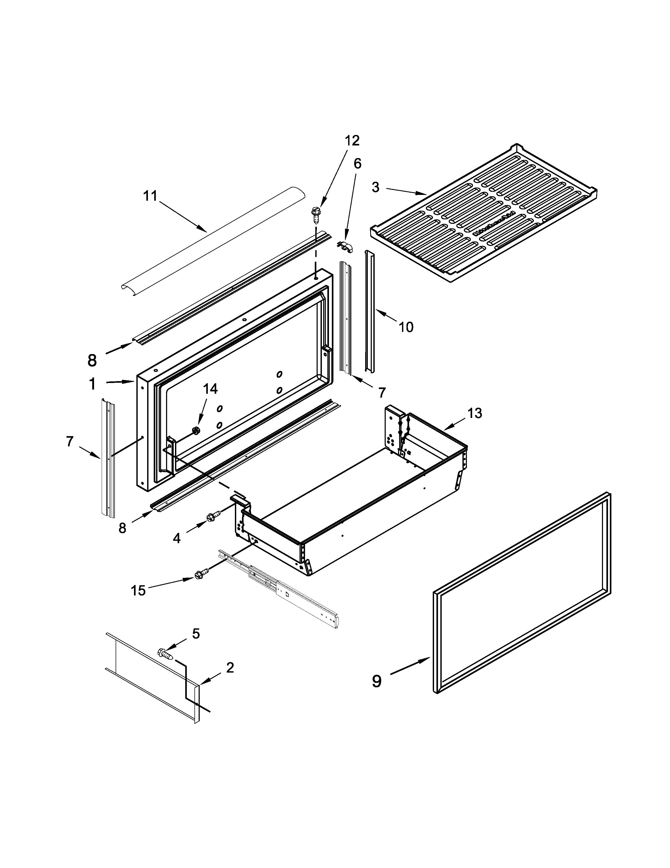 Freezer door and basket parts