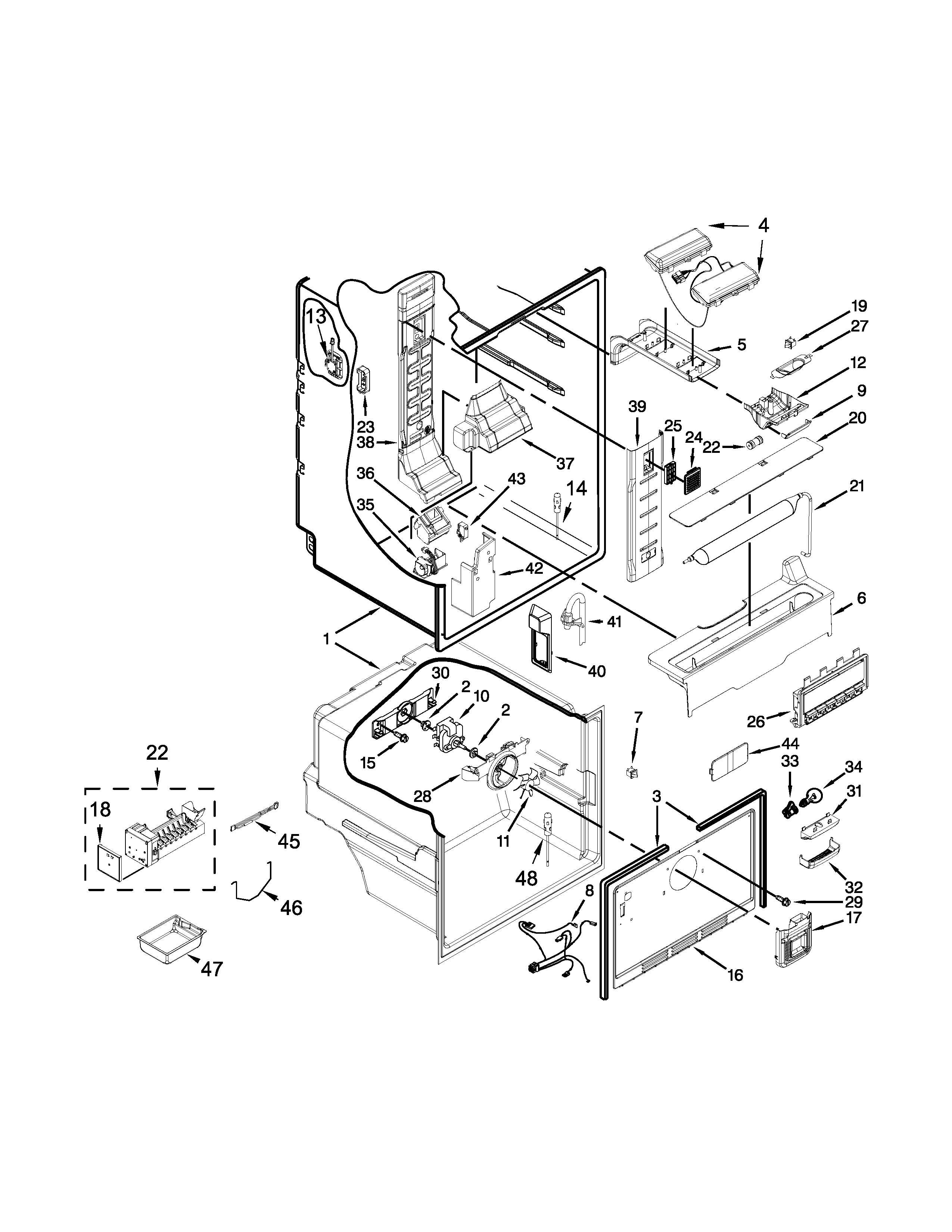 Liner and ice maker parts