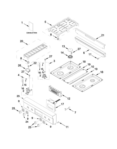 Cooktop, burner and grate parts
