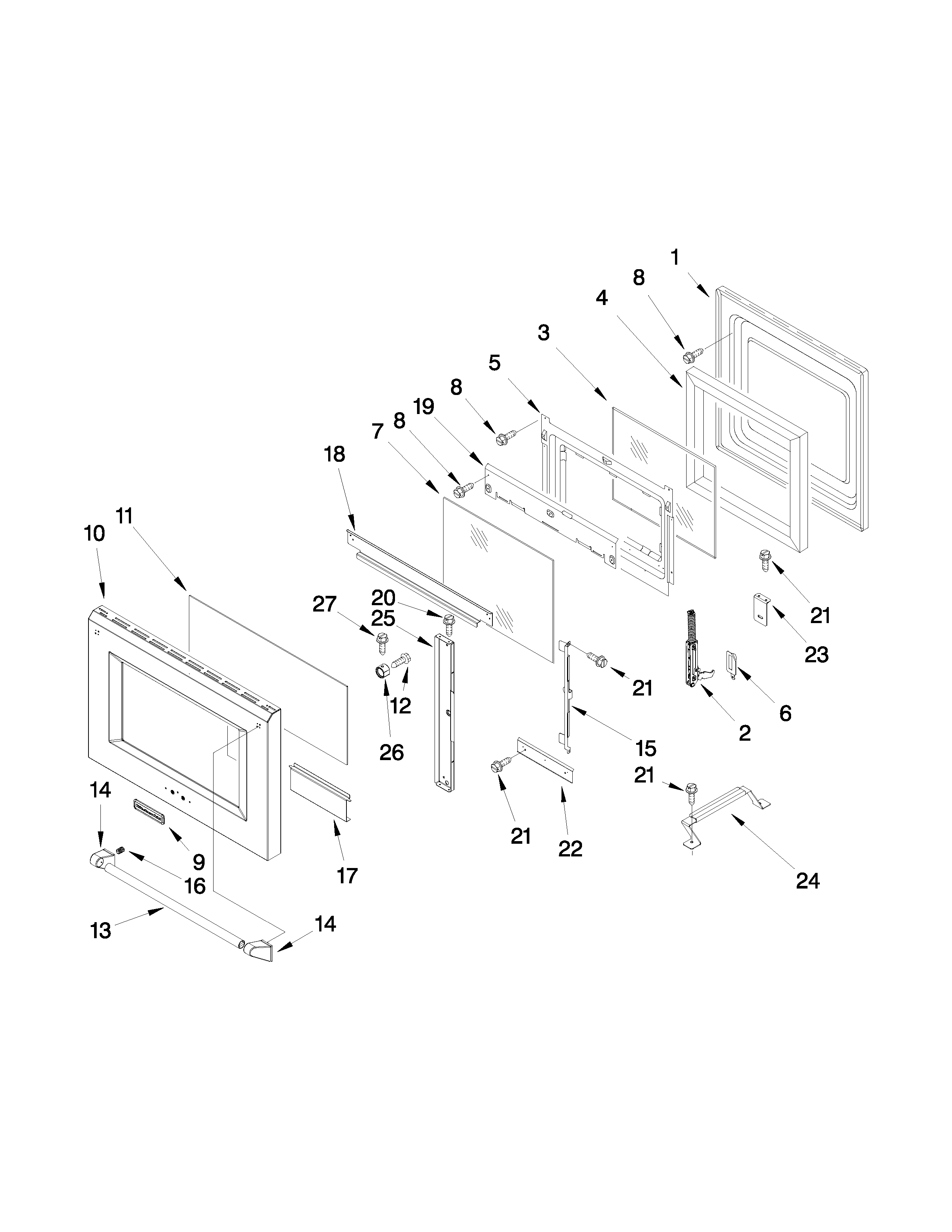 30" oven door parts