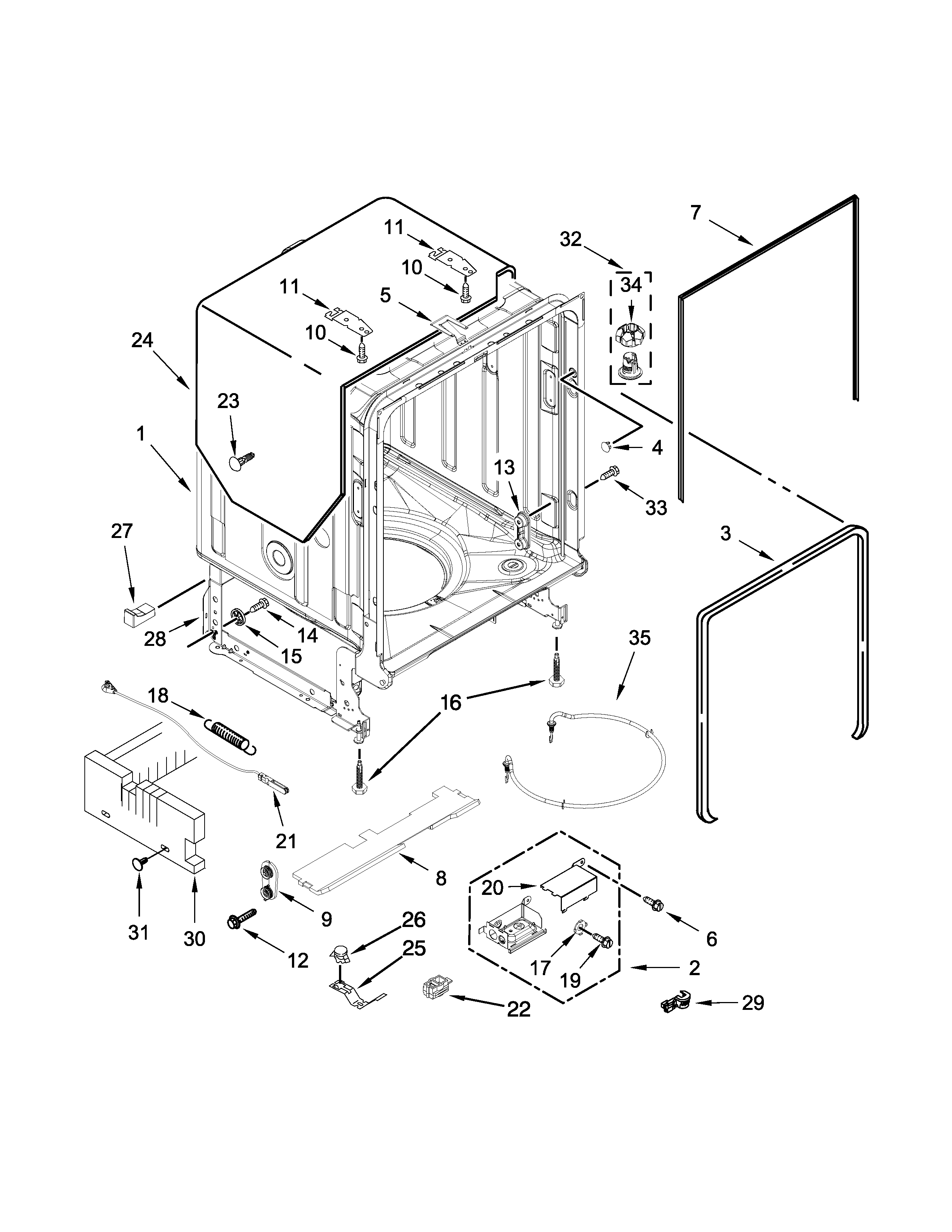 Tub and frame parts