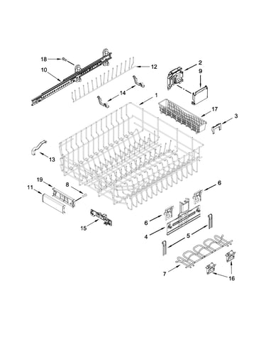 Upper rack and track parts