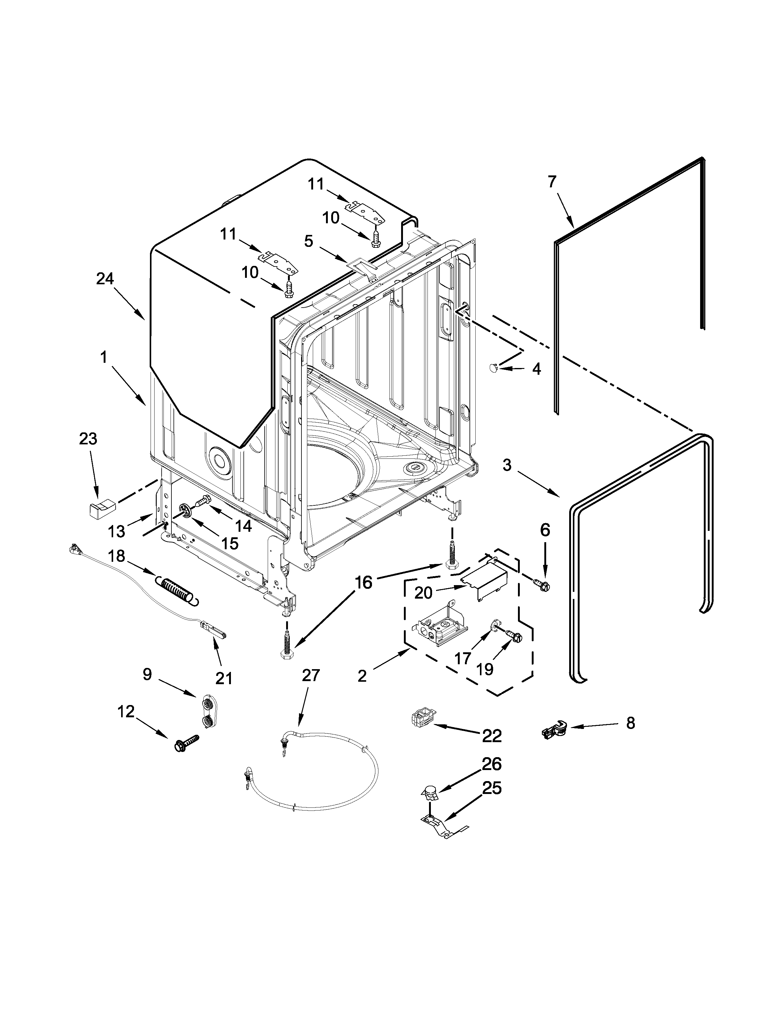 Tub and frame parts