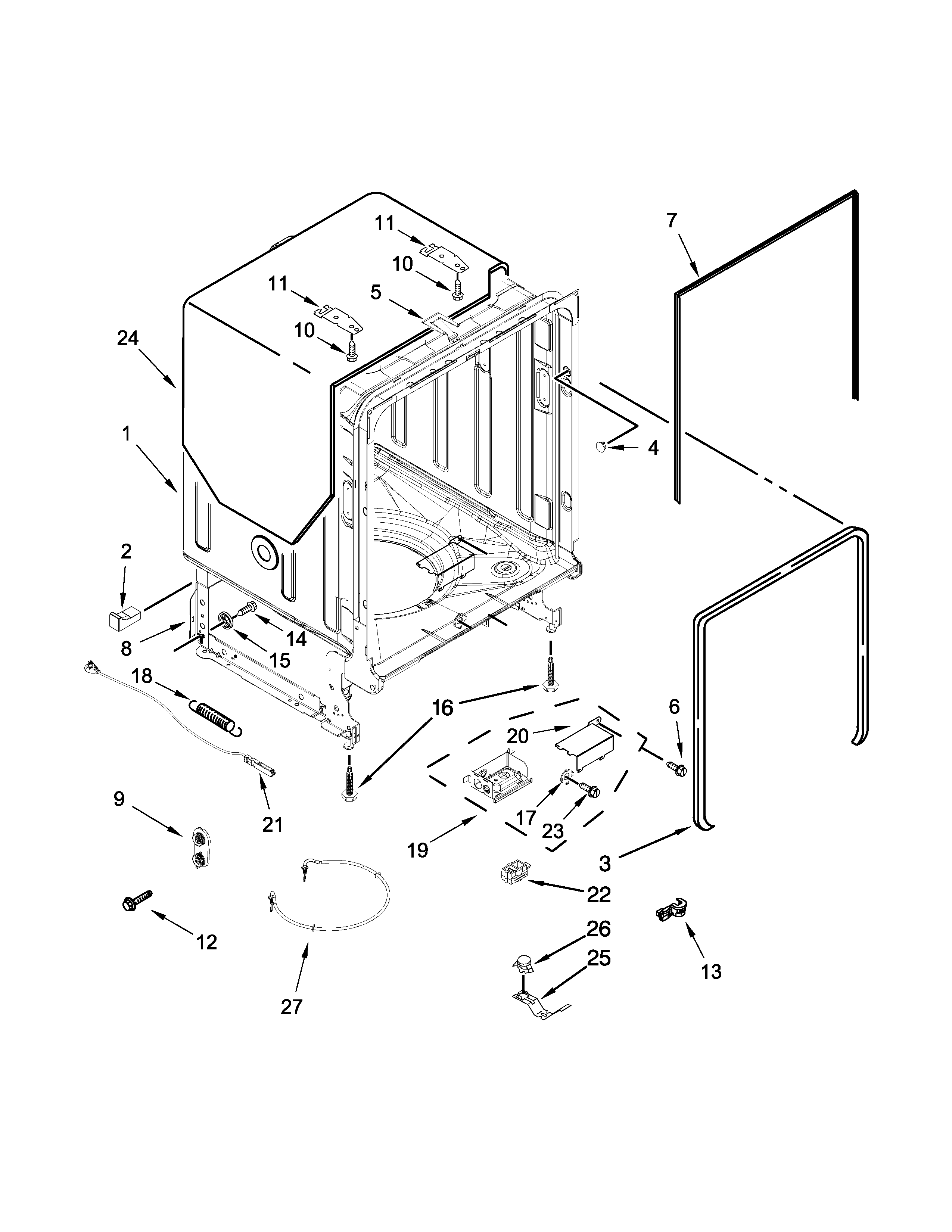 TUB AND FRAME PARTS