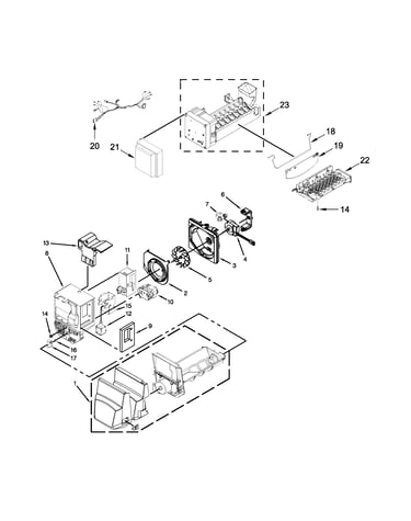 Icemaker and ice container parts