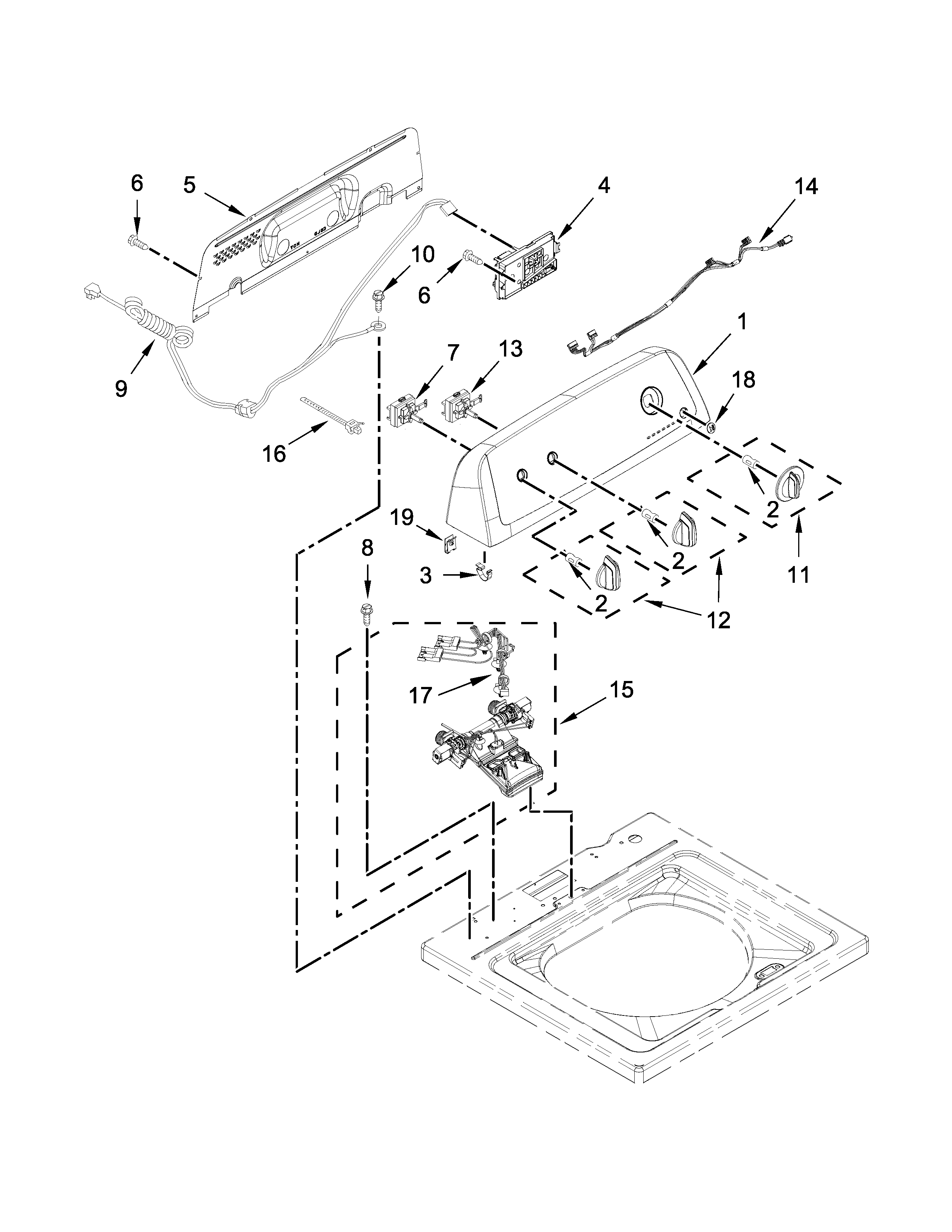 Controls and water inlet parts
