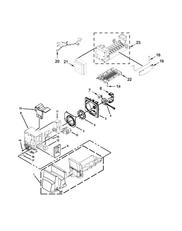 Icemaker and ice container parts