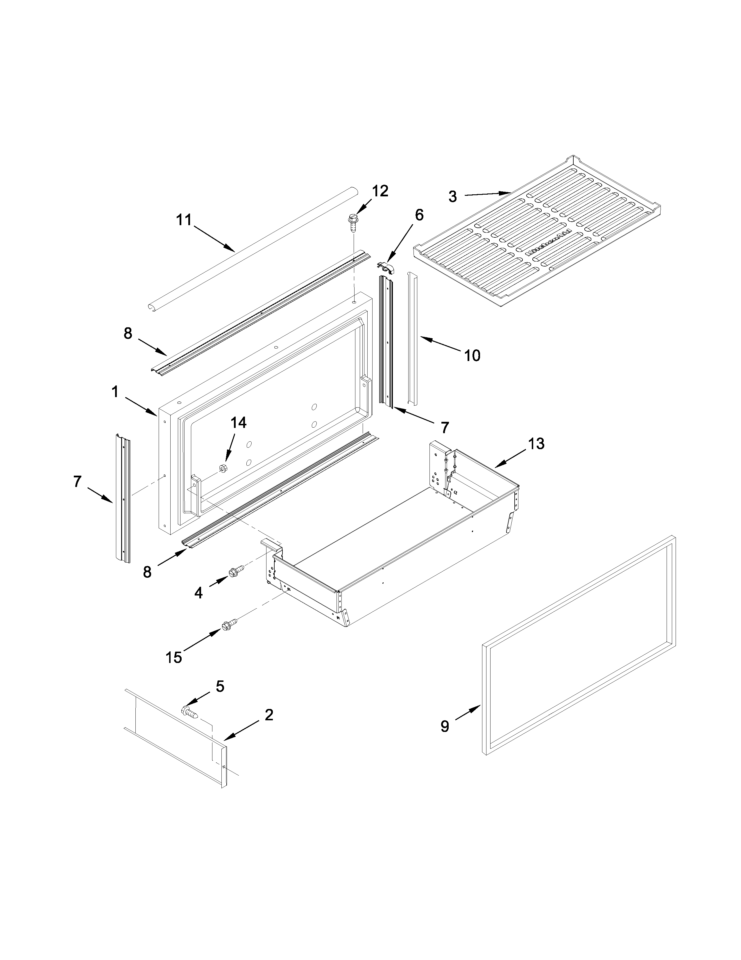 Freezer door and basket parts