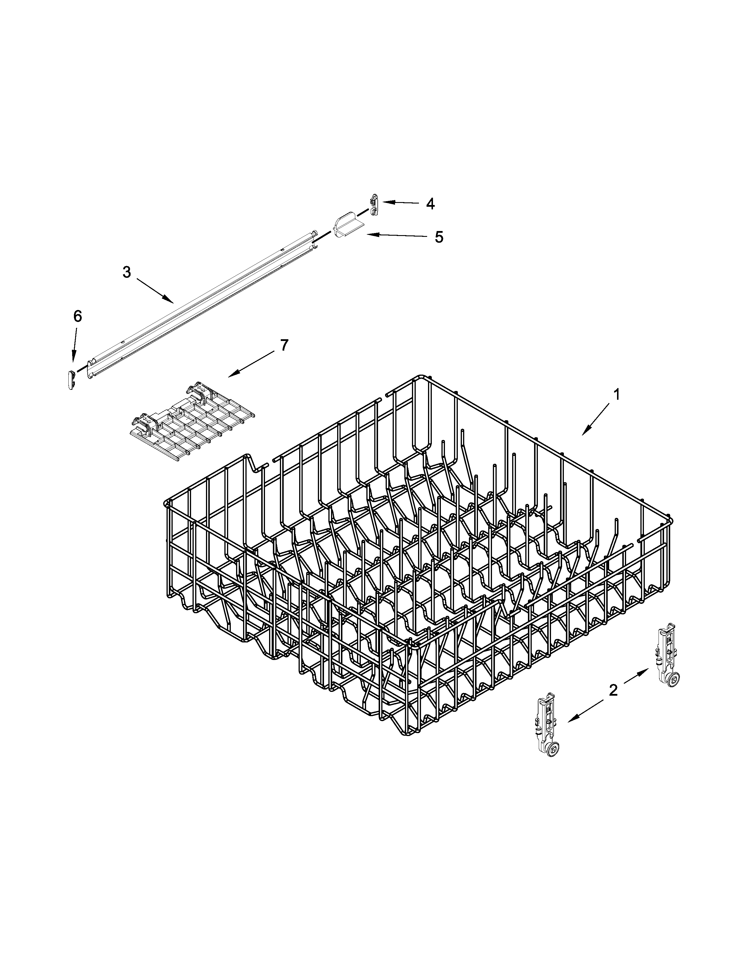 Upper rack and track parts