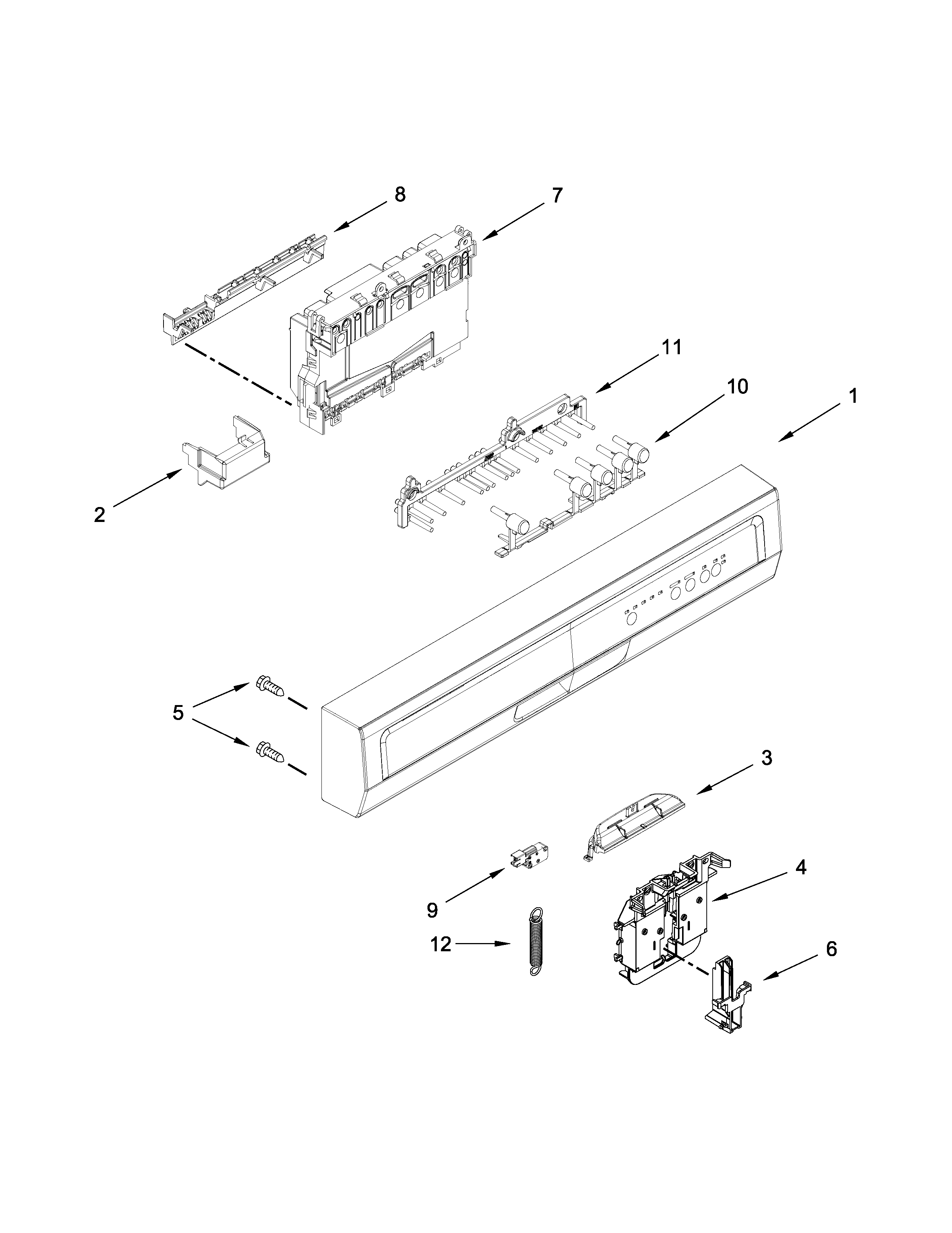 Control panel and latch parts
