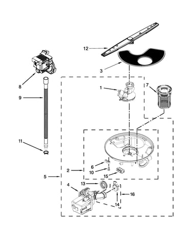 Pump, washarm and motor parts