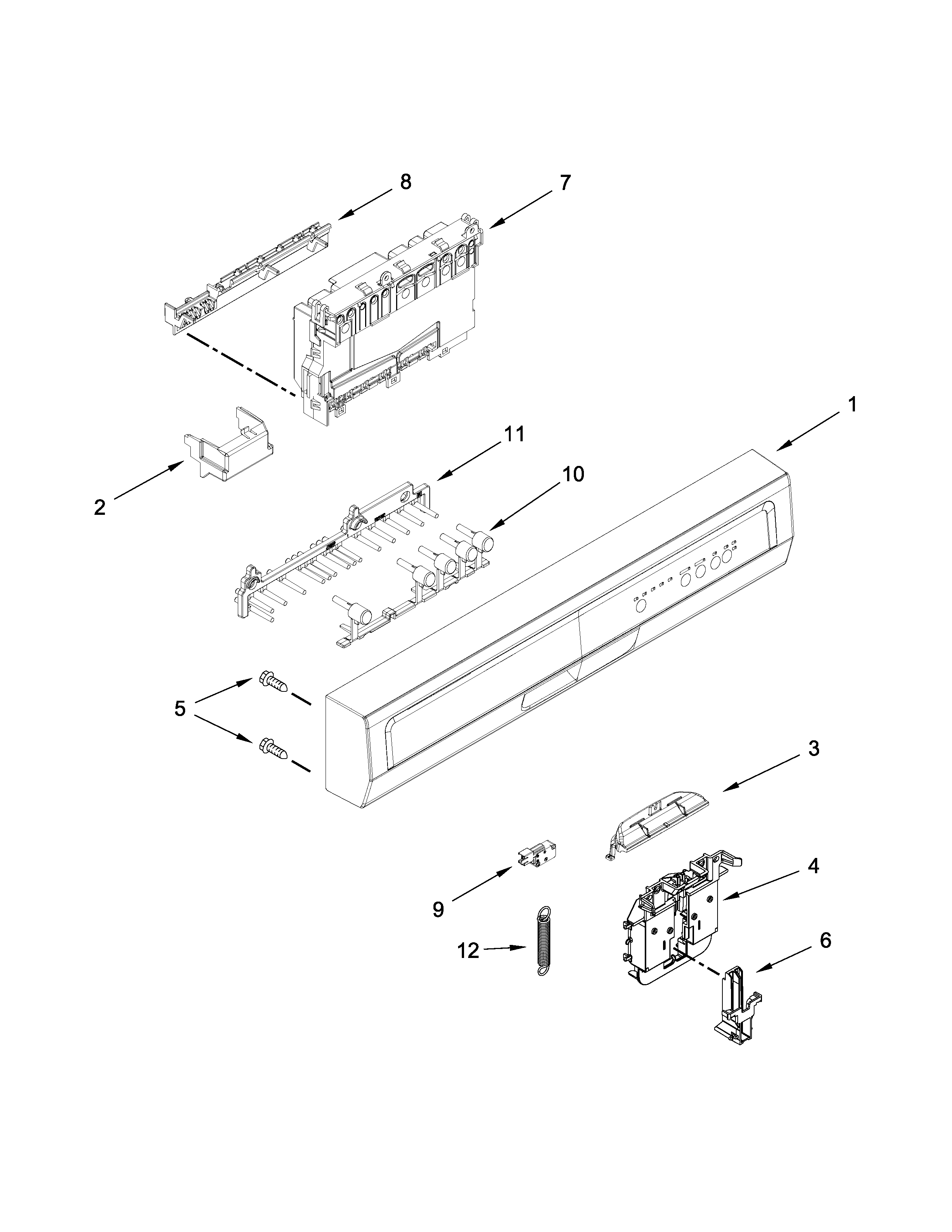 Control panel and latch parts