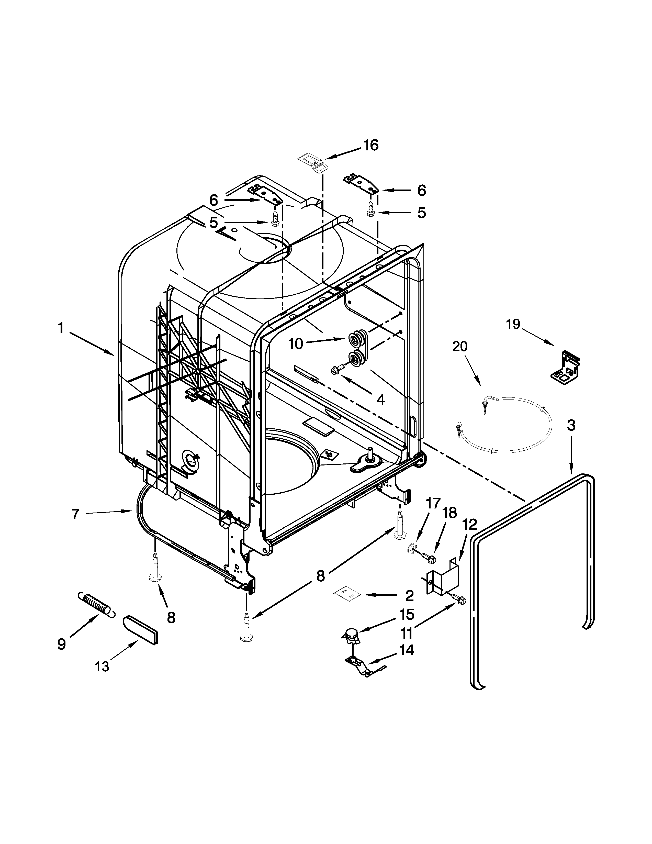 TUB AND FRAME PARTS