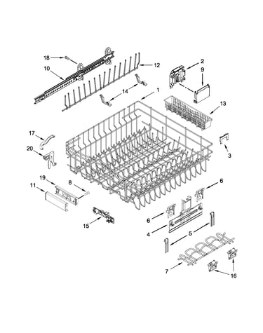 Upper rack and track parts