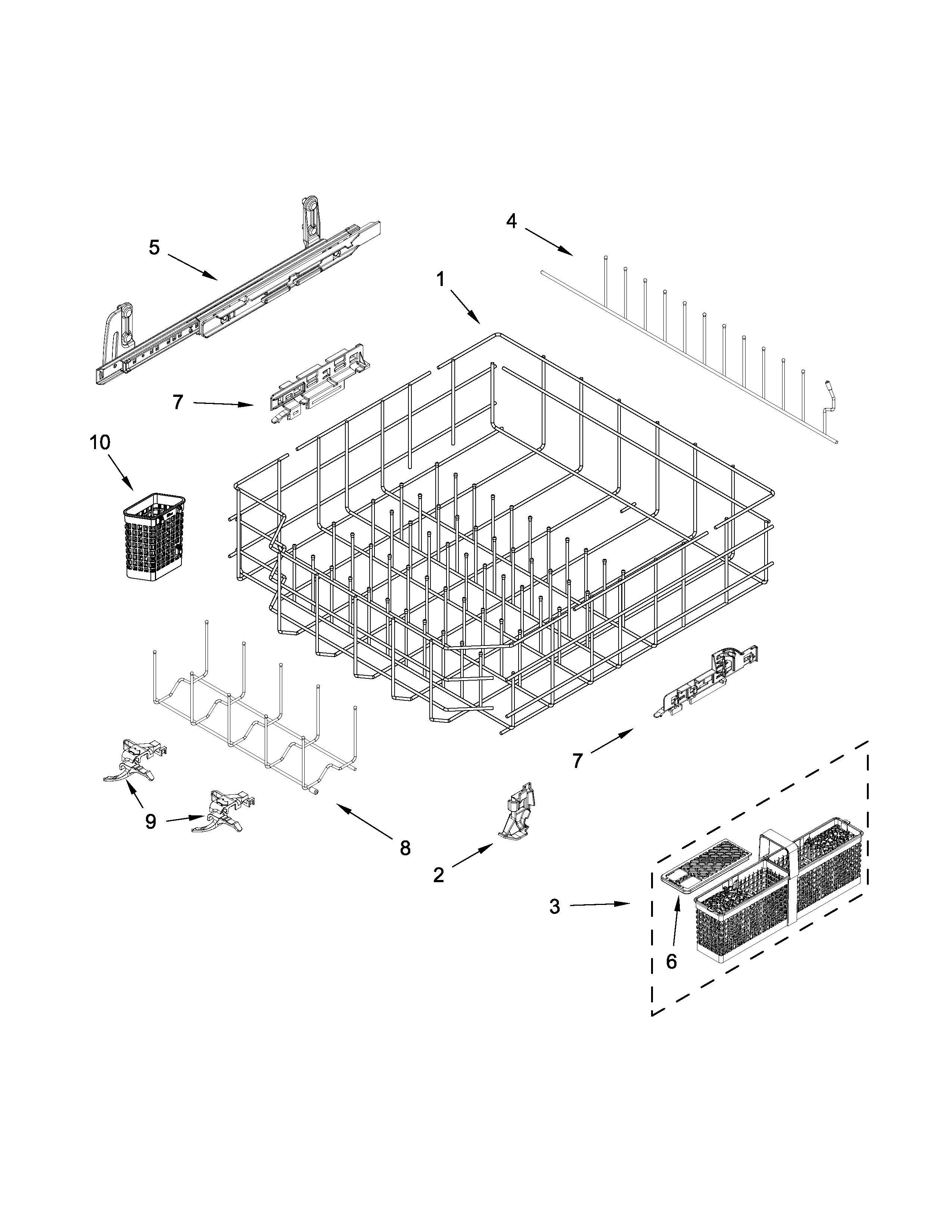 Lower rack and track parts