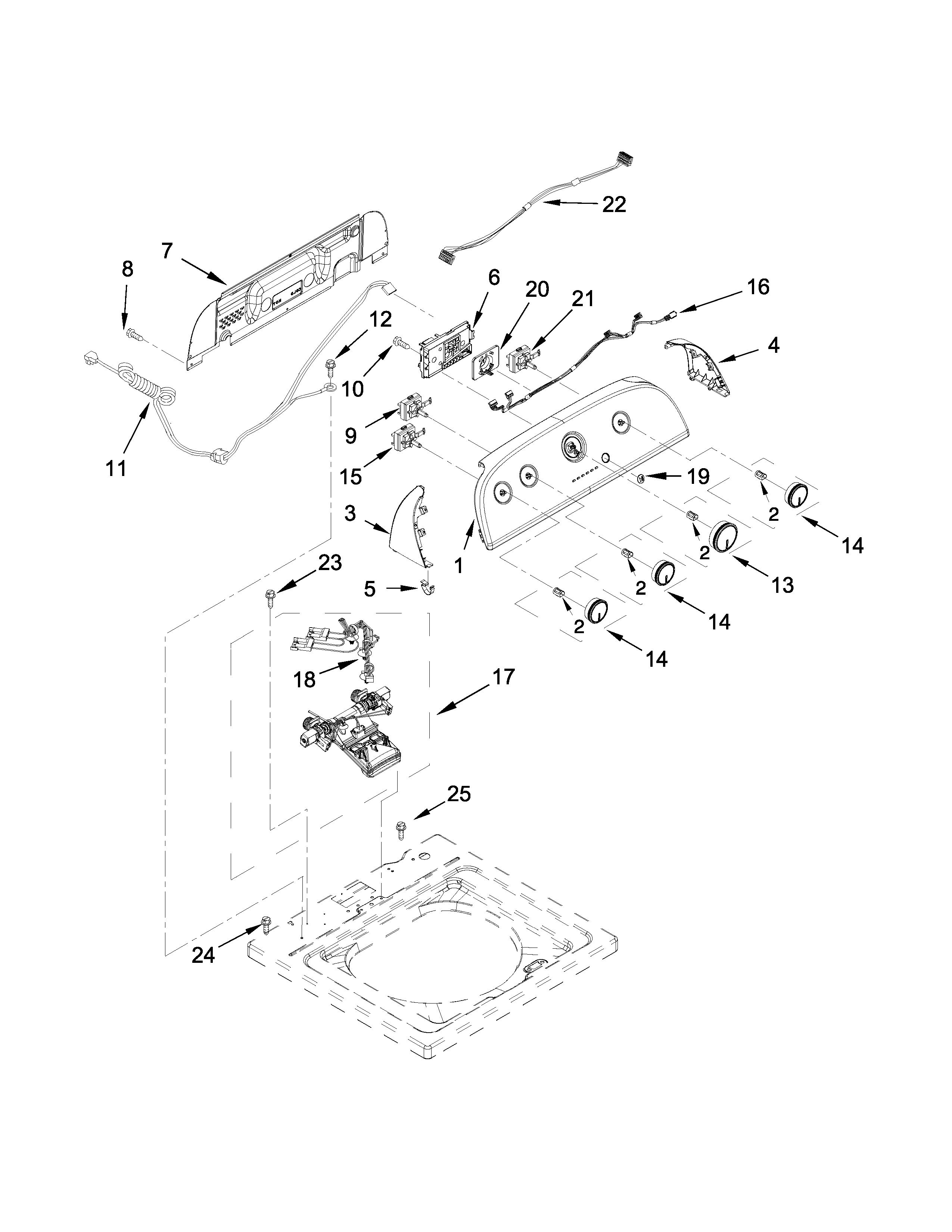 Controls and water inlet parts