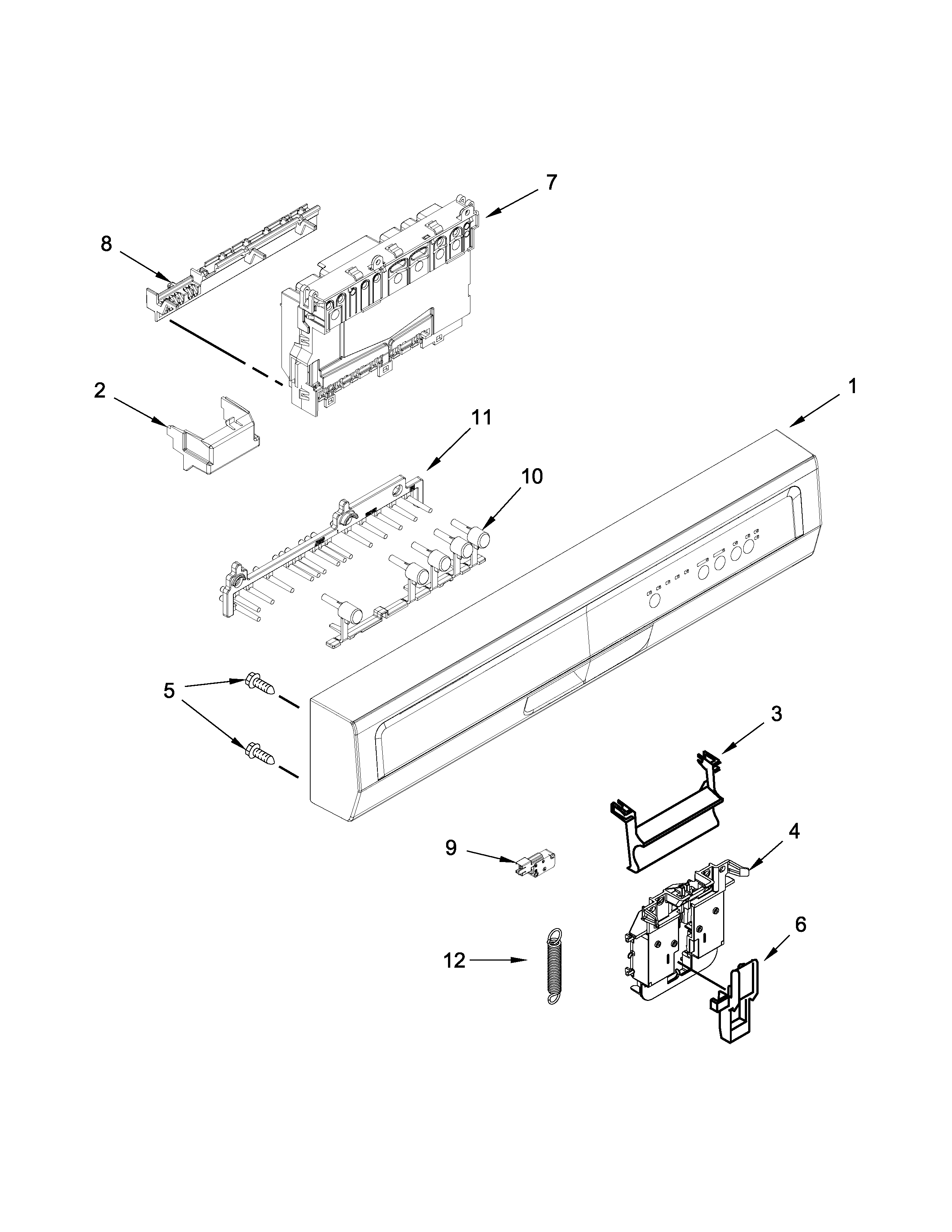 Control panel and latch parts