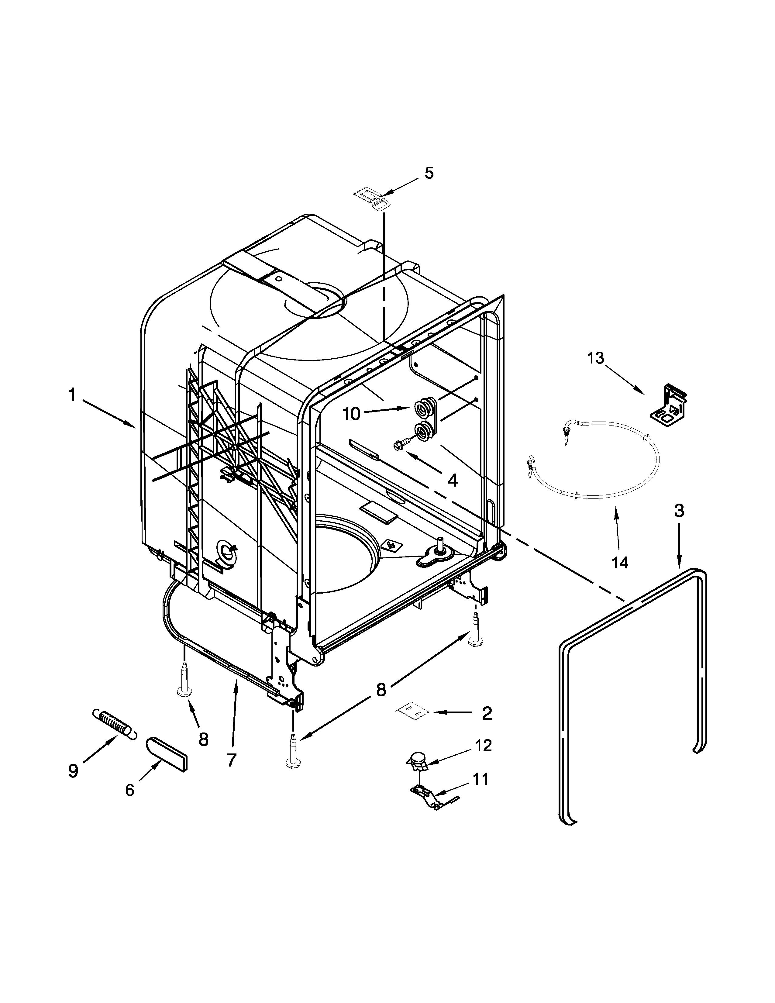 TUB AND FRAME PARTS