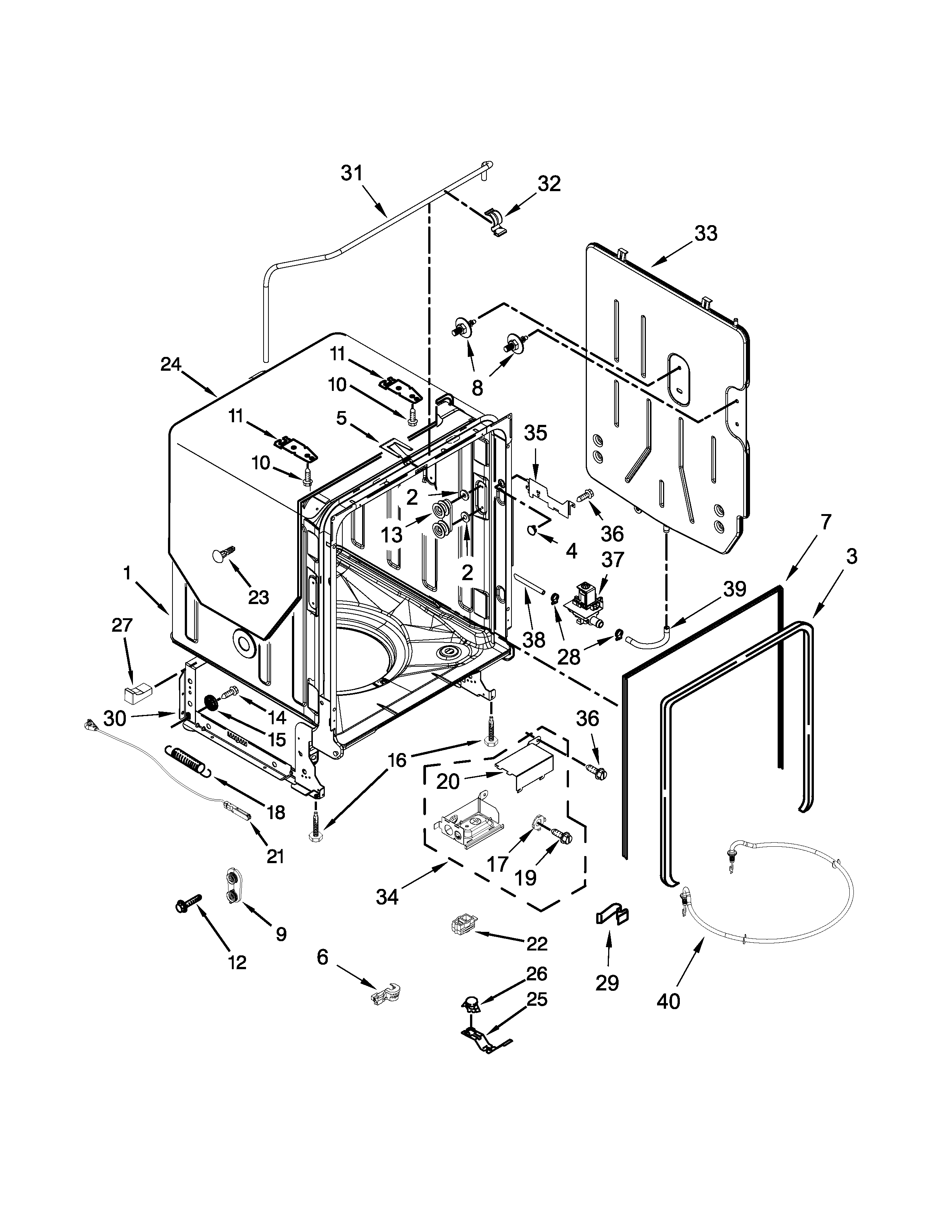 Tub, tank and frame parts