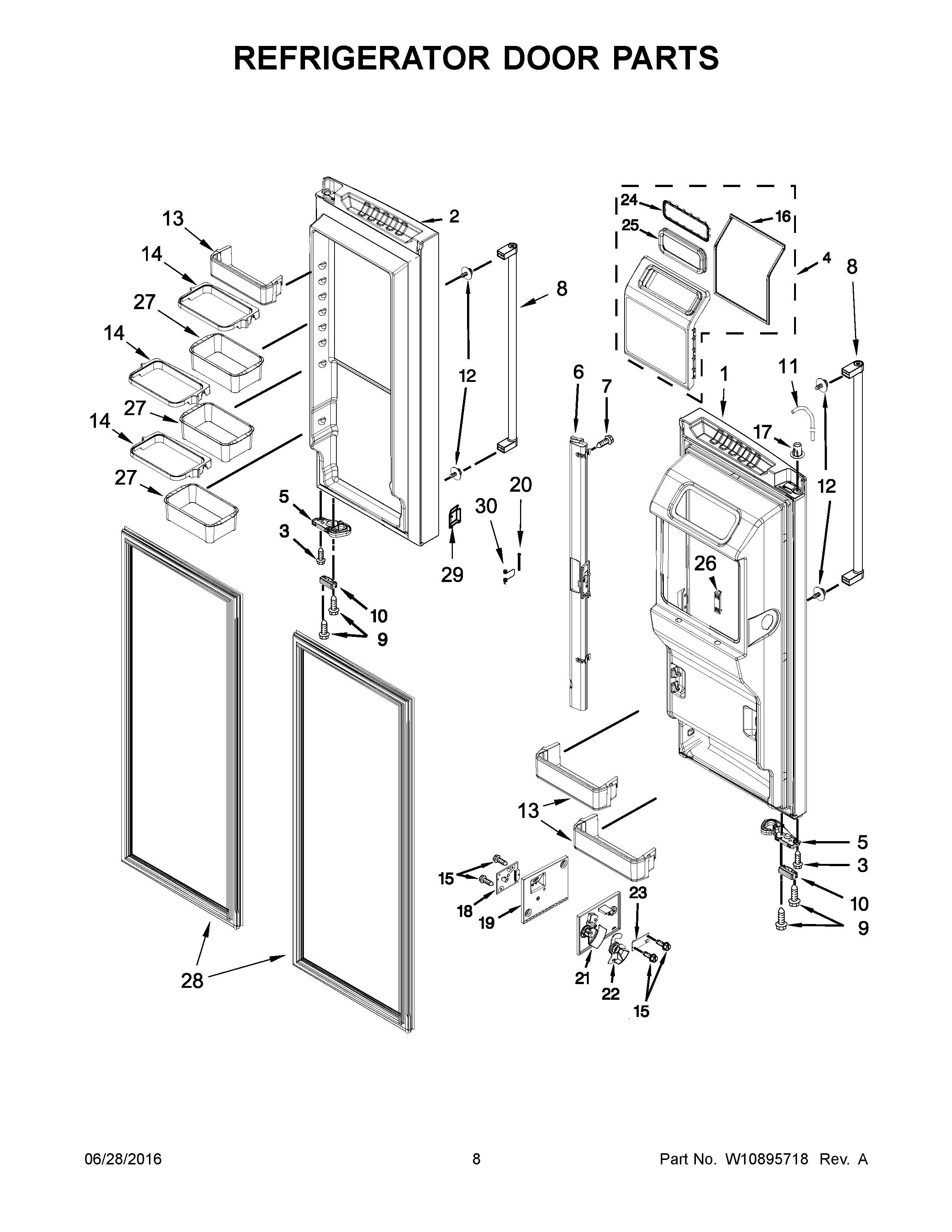 Refrigerator door parts