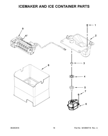 Icemaker and ice container parts