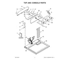 Whirlpool WGD4916FW1 top and console parts diagram