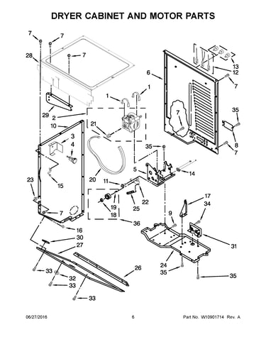 Dryer cabinet and motor parts