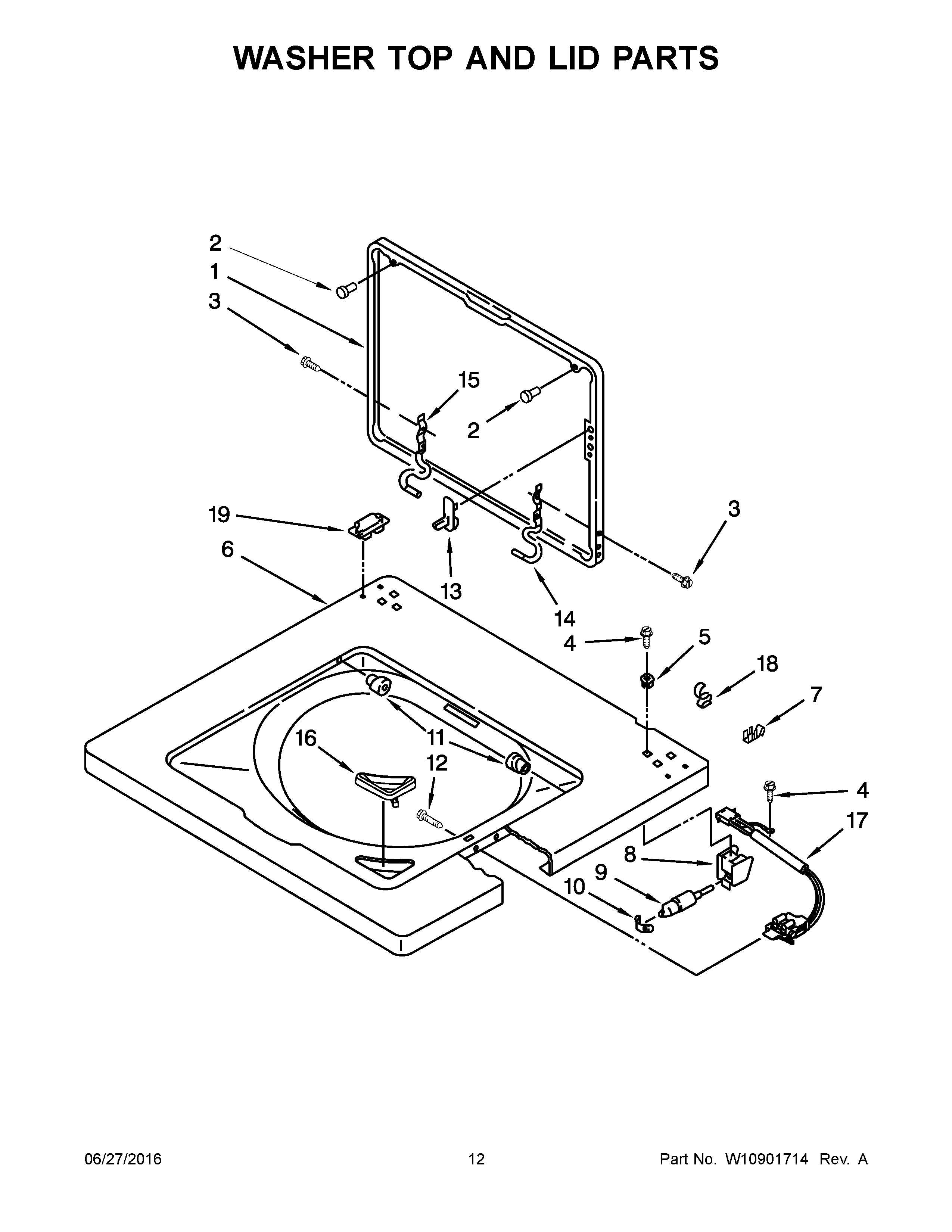 Washer top and lid parts