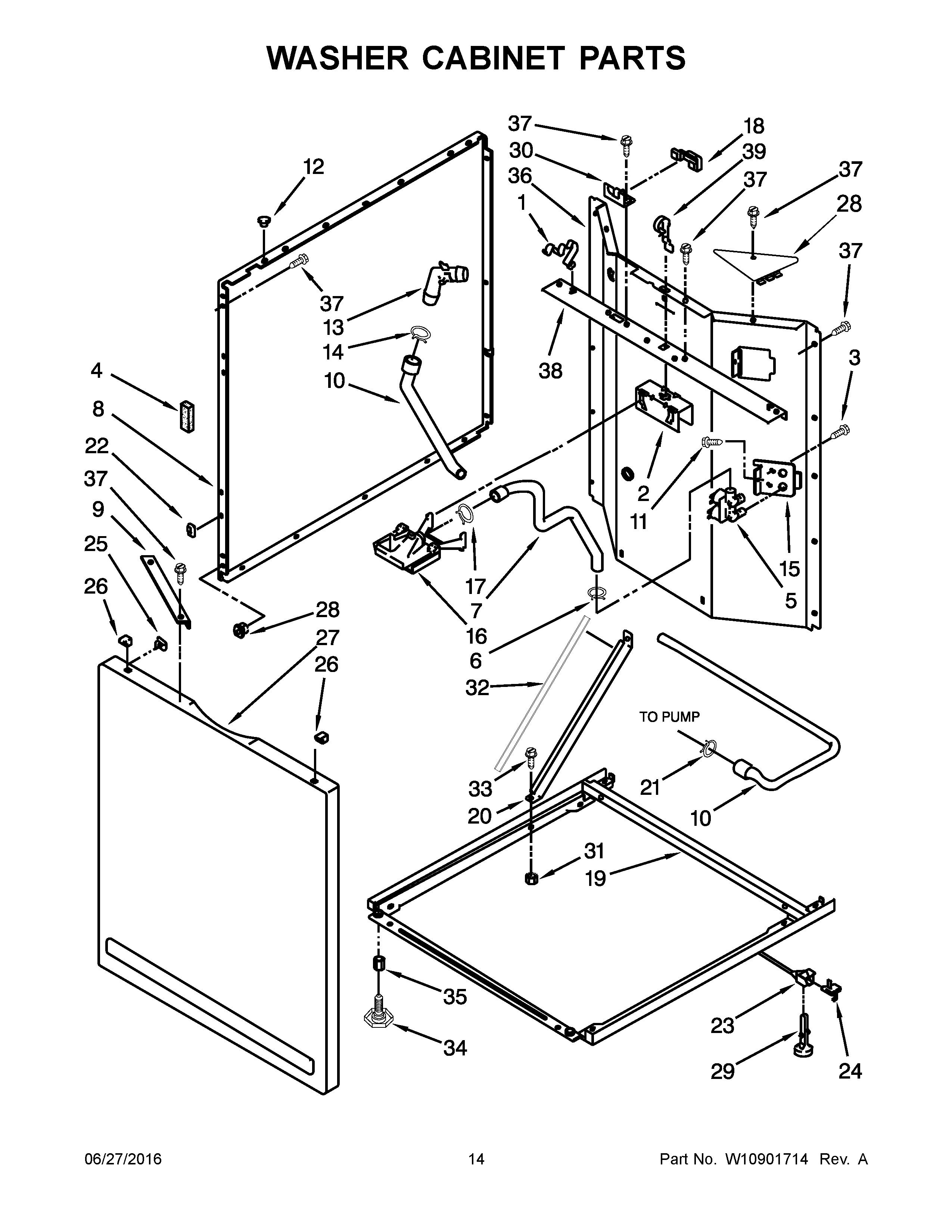 Washer cabinet parts