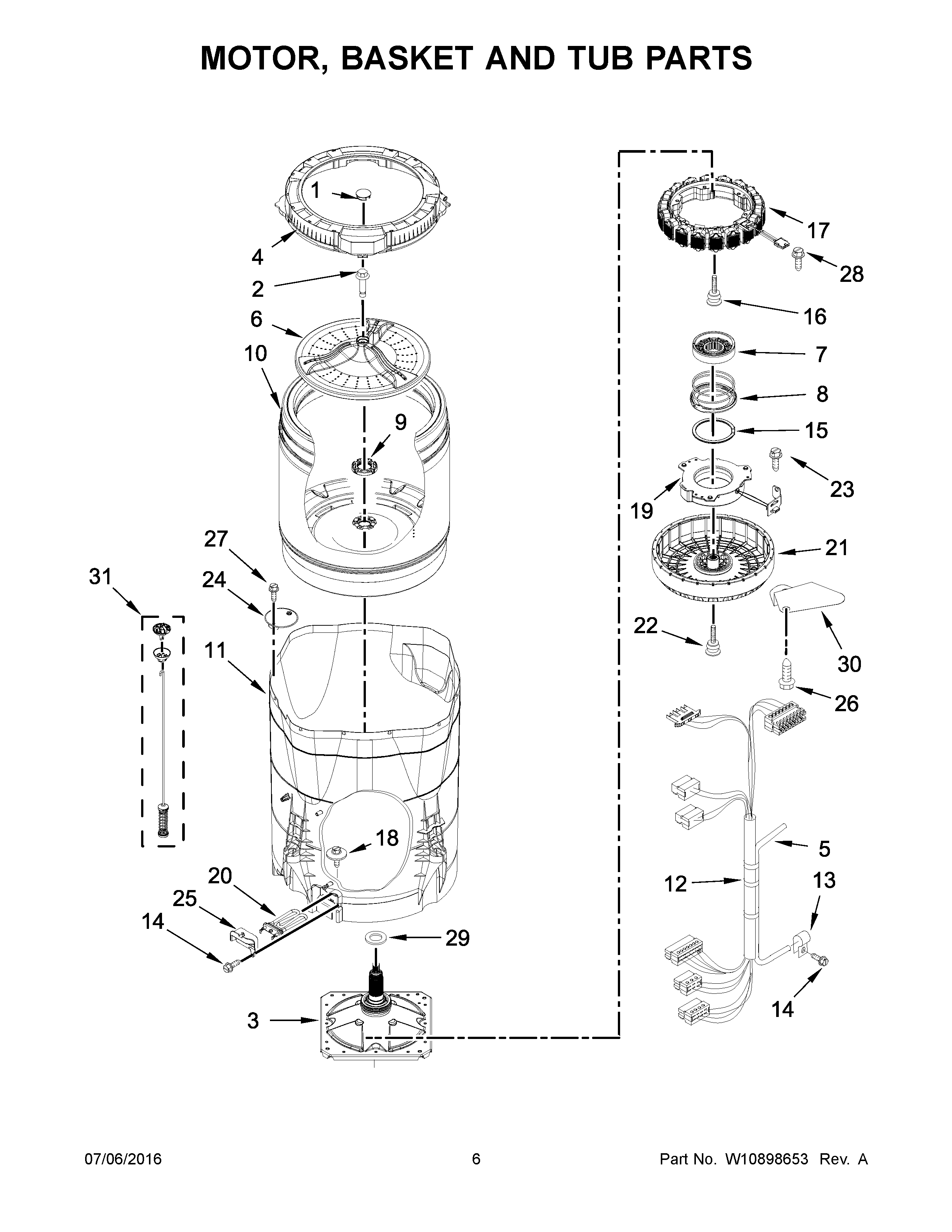 MOTOR, BASKET AND TUB PARTS