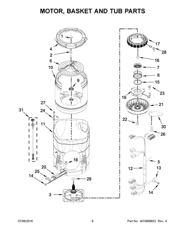Motor, basket and tub parts