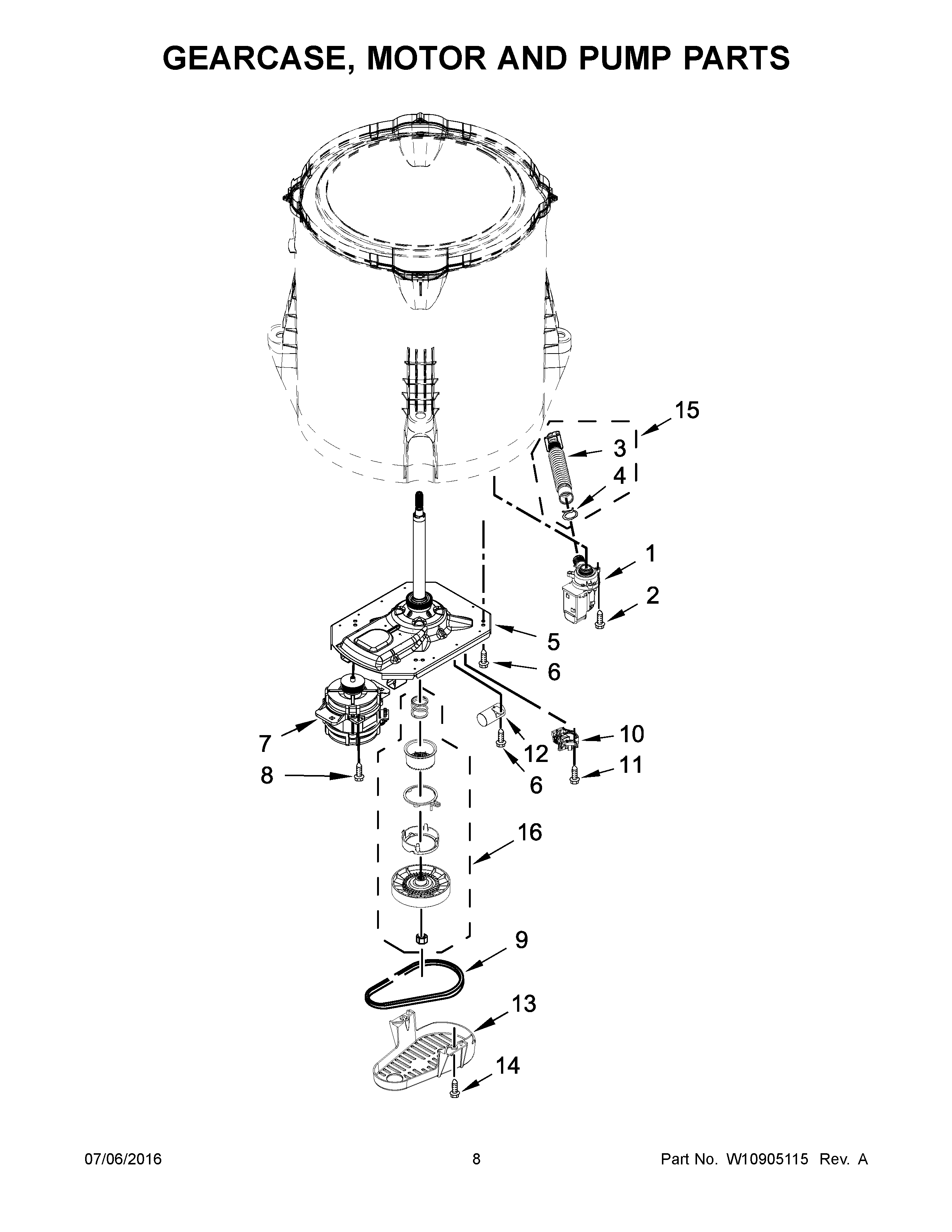 GEARCASE, MOTOR AND PUMP PARTS