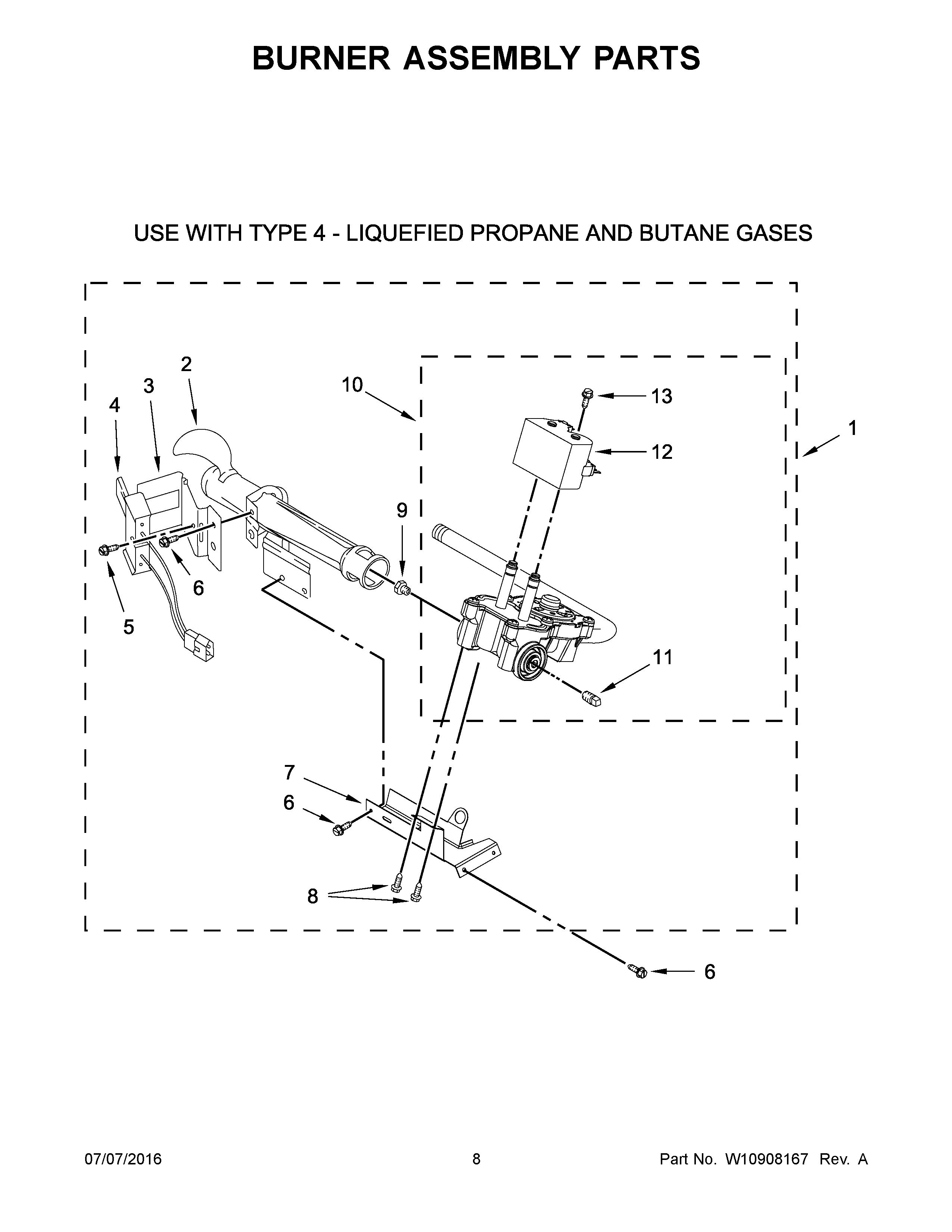Burner assembly parts