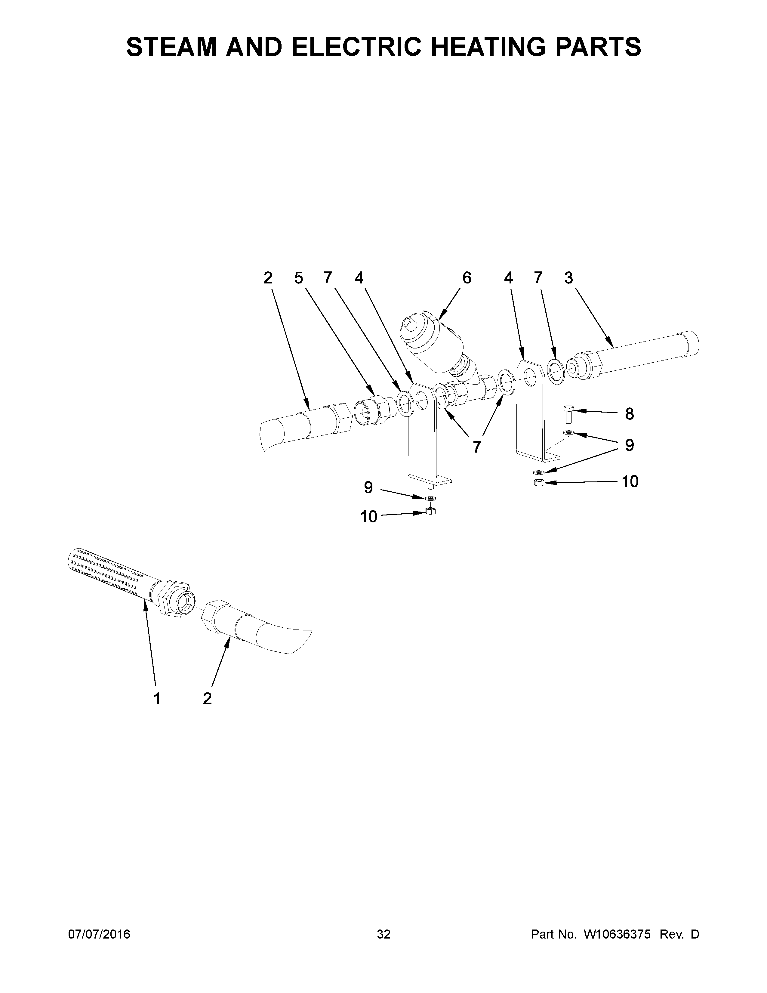 Steam and electric heating parts