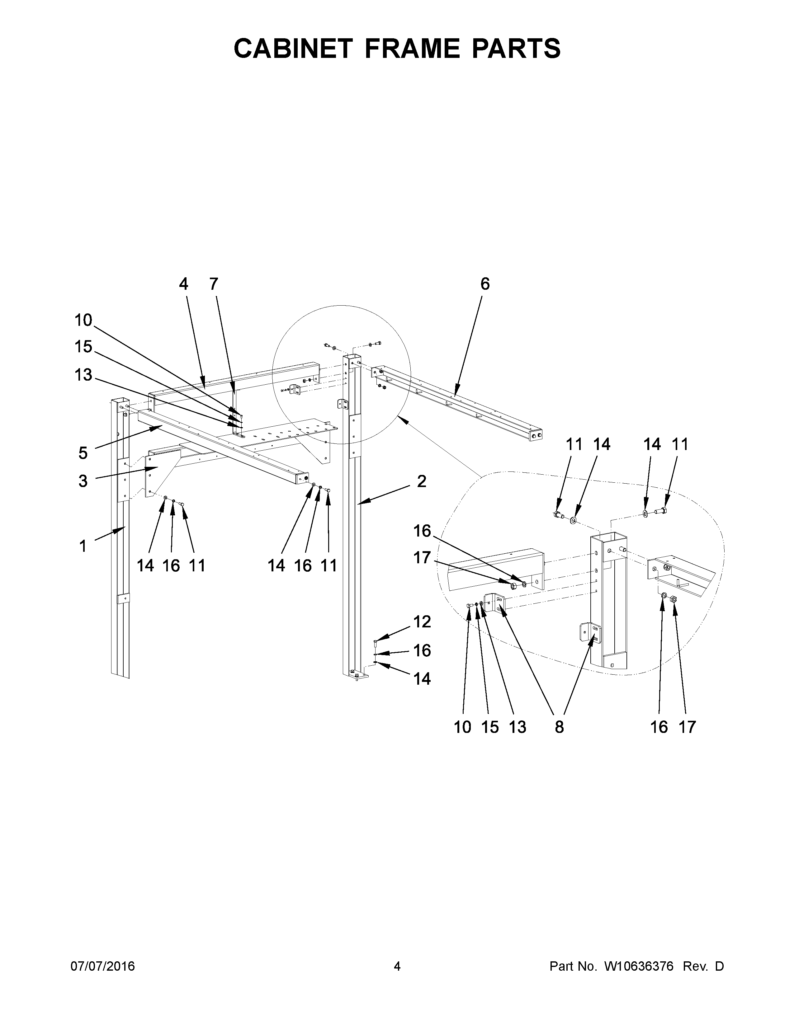 Cabinet frame parts