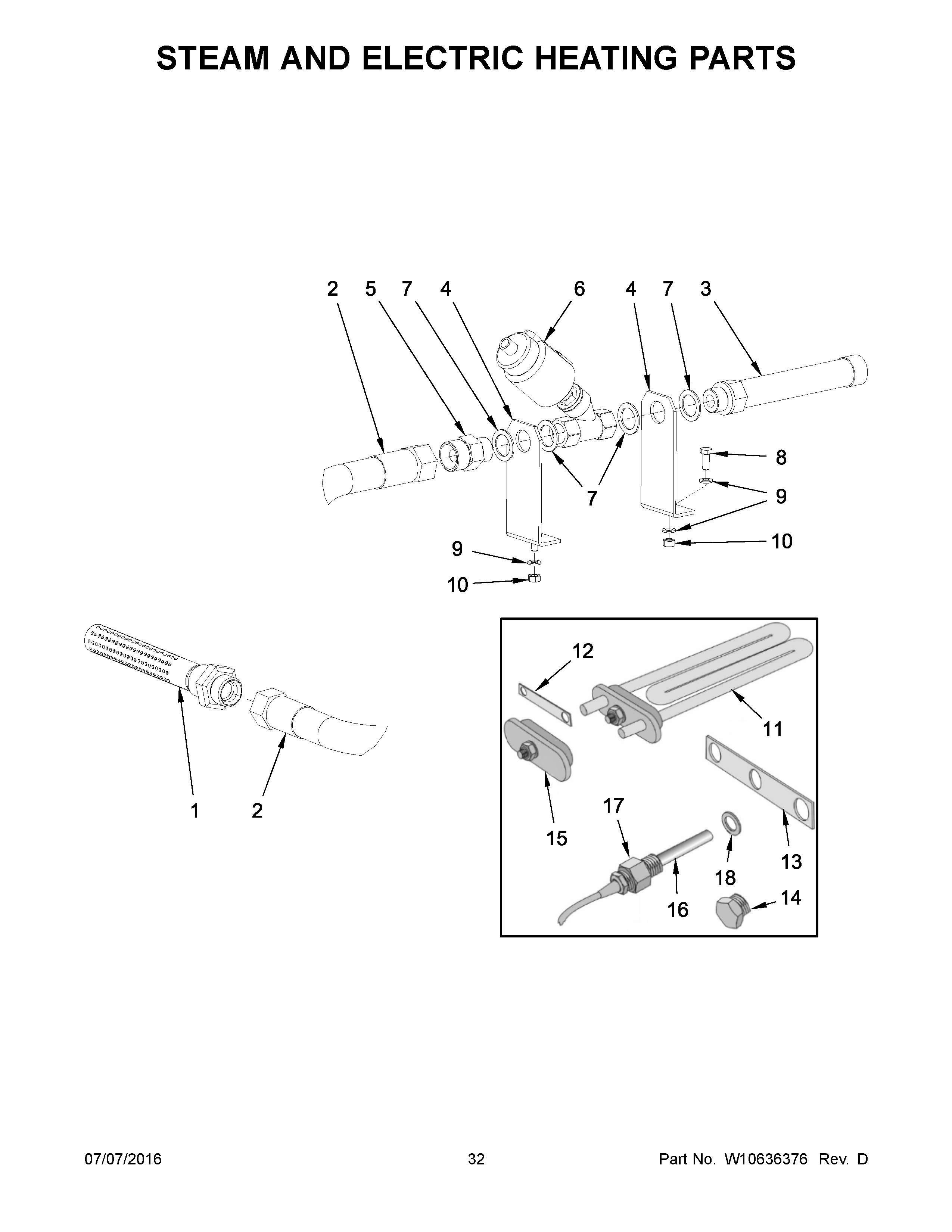 Steam and electric heating parts