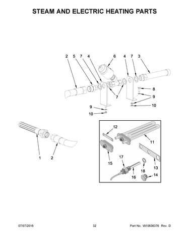 Steam and electric heating parts