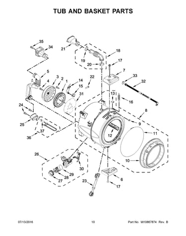 Tub and basket parts