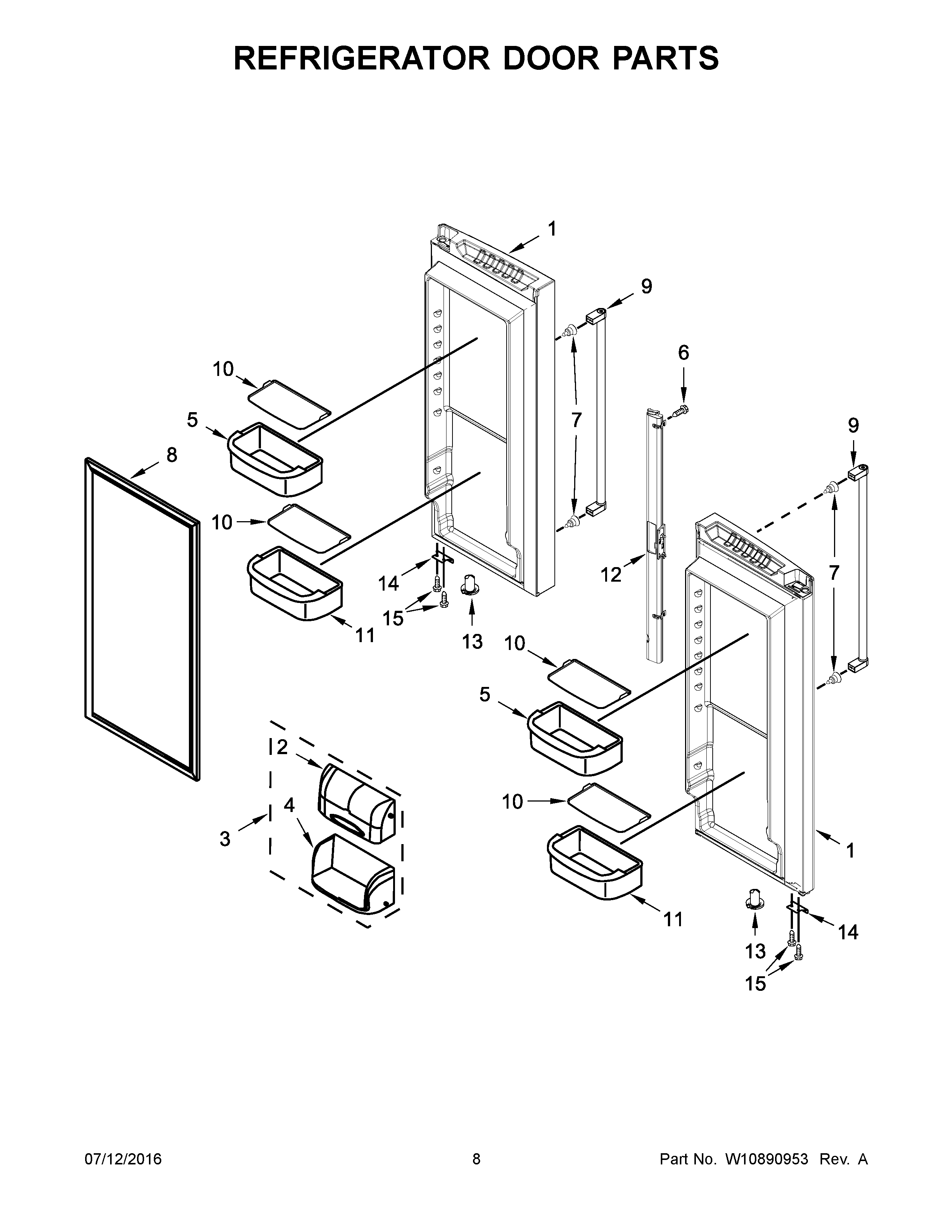 Refrigerator door parts